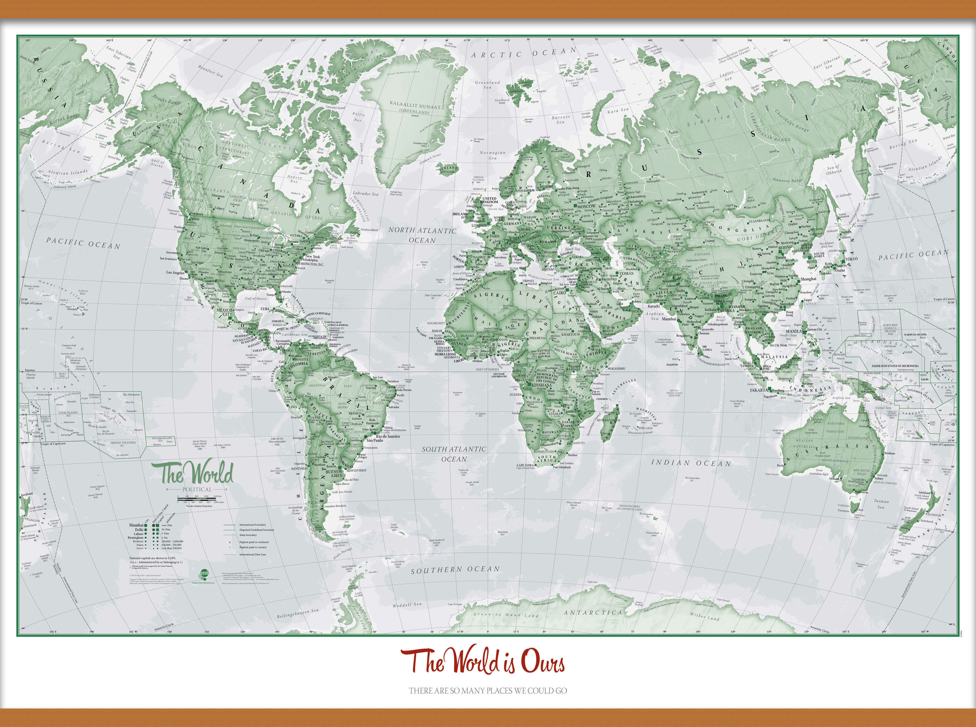PS00274_L_CWDHB - Personalised World Is Art - Wall Map Green