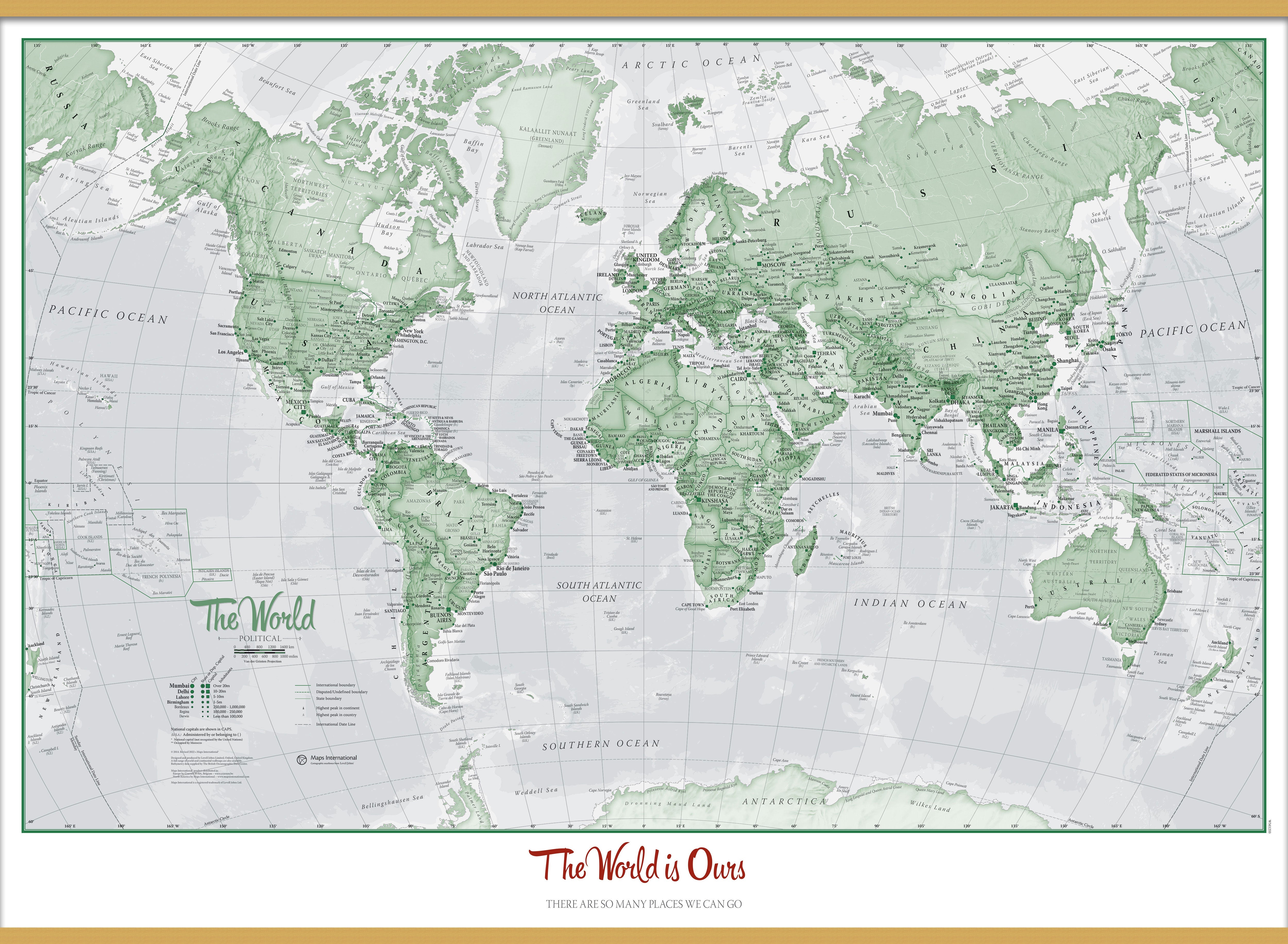 PS00274_L_CWDHB - Personalised World Is Art - Wall Map Green