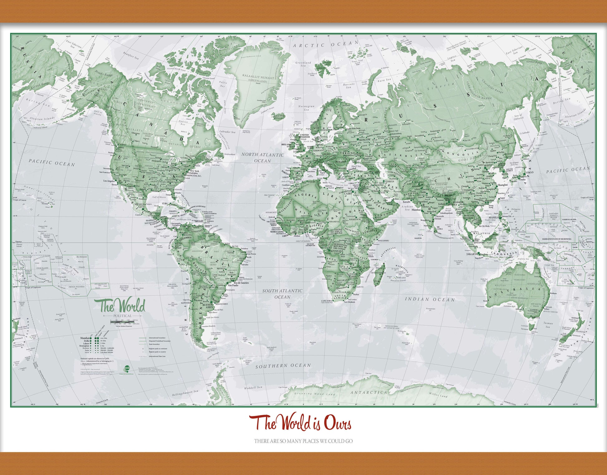PS00274_M_CWDHB - Personalised World Is Art - Wall Map Green
