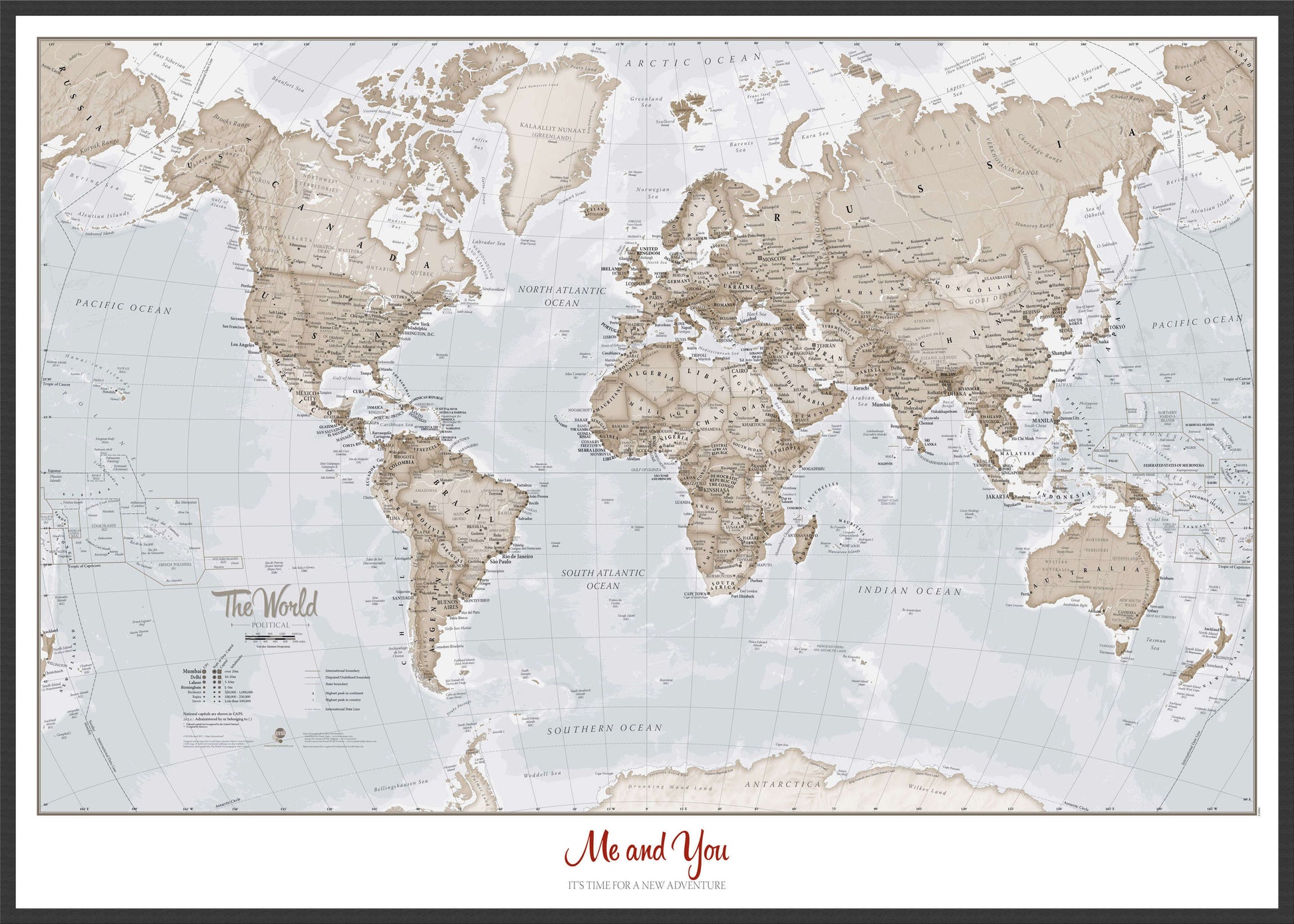 PS00275_L_WDBLA - Personalised World Is Art - Wall Map Neutral