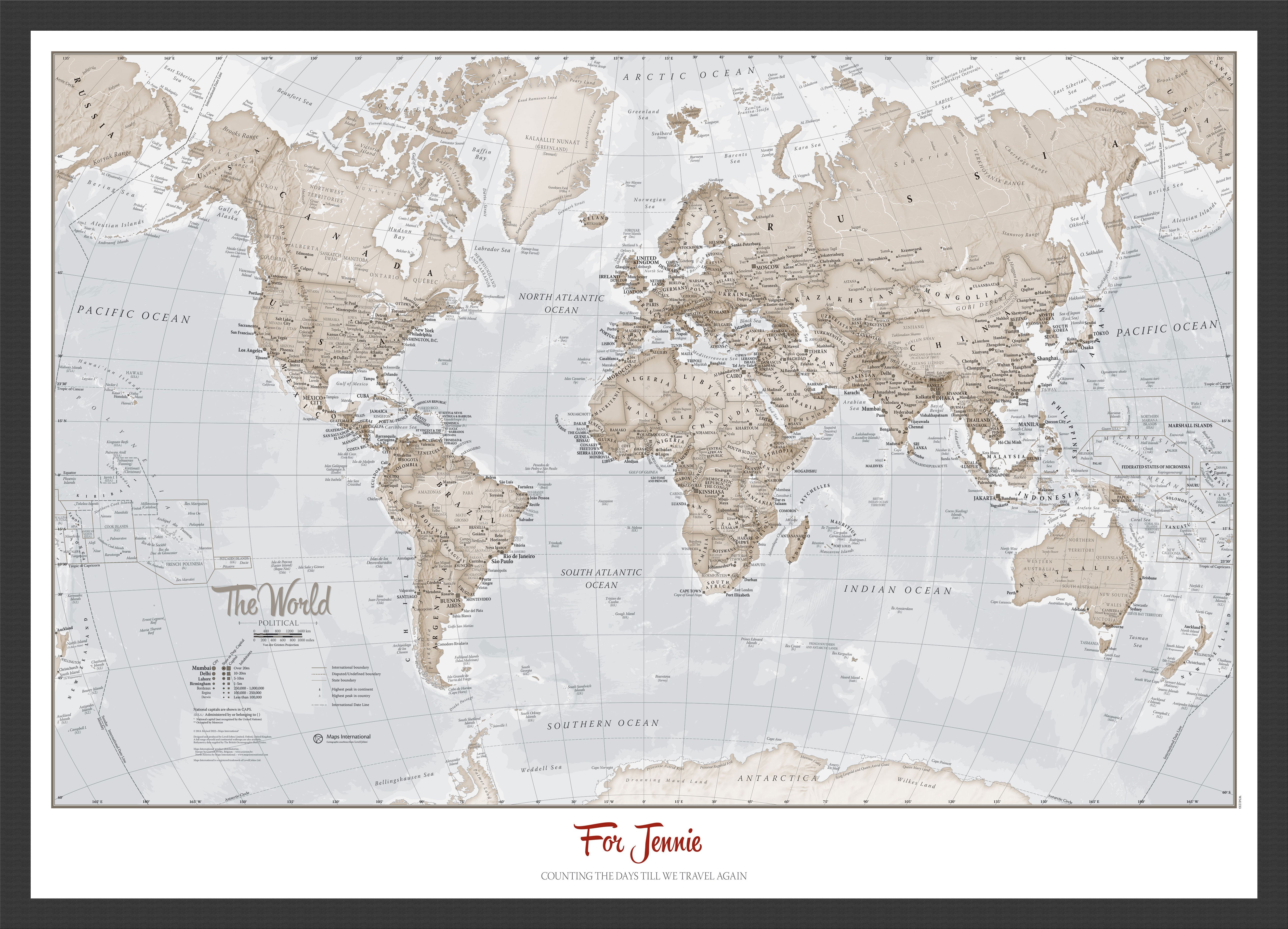PS00275_S_WDBLA - Personalised World Is Art - Wall Map Neutral