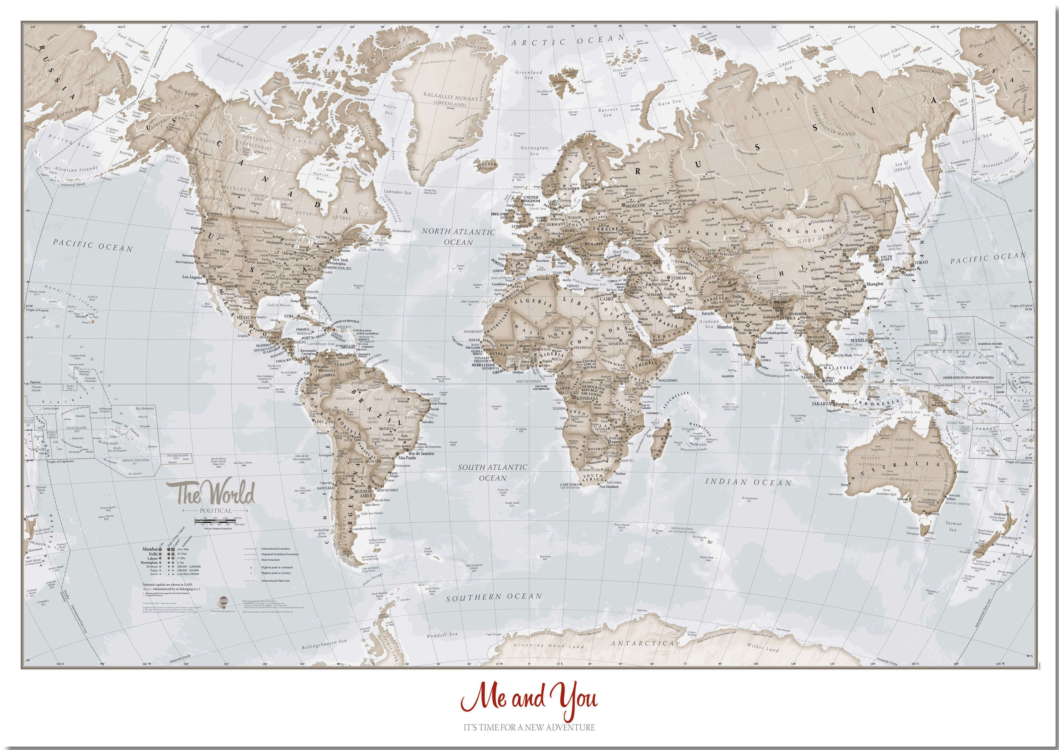 PS00275_M_PNBRD - Personalised World Is Art - Wall Map Neutral