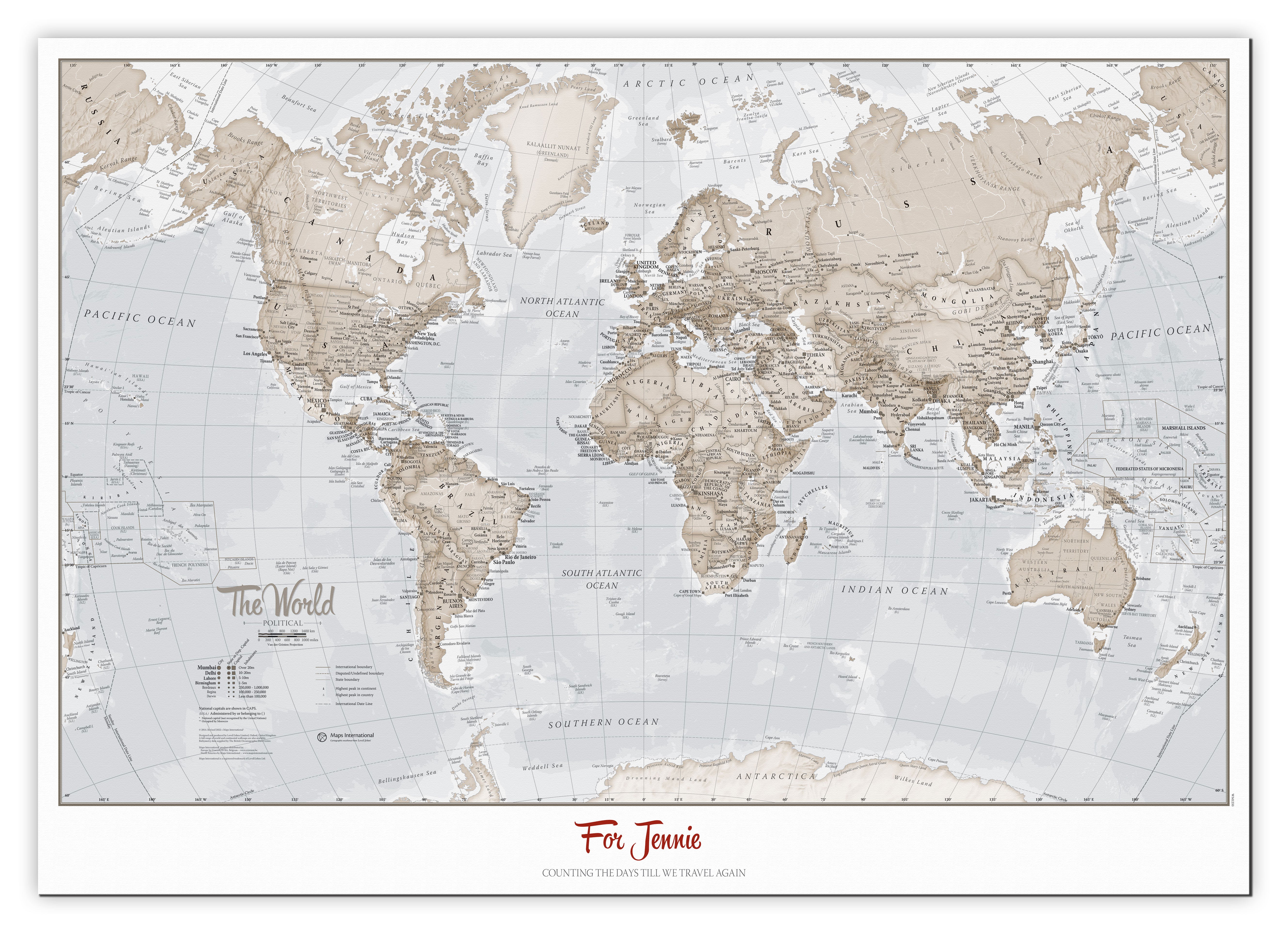 PS00275_L_CANVA - Personalised World Is Art - Wall Map Neutral