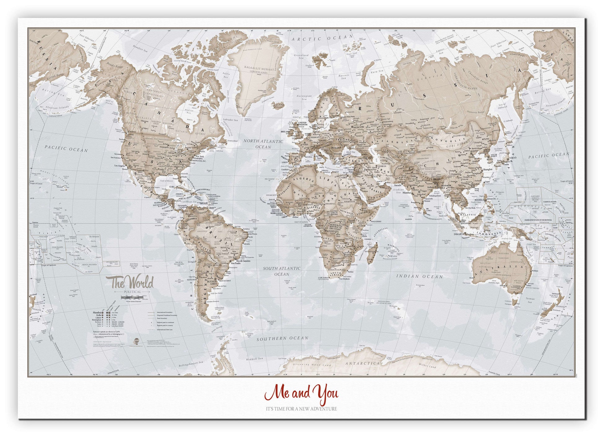 PS00275_L_CANVA - Personalised World Is Art - Wall Map Neutral