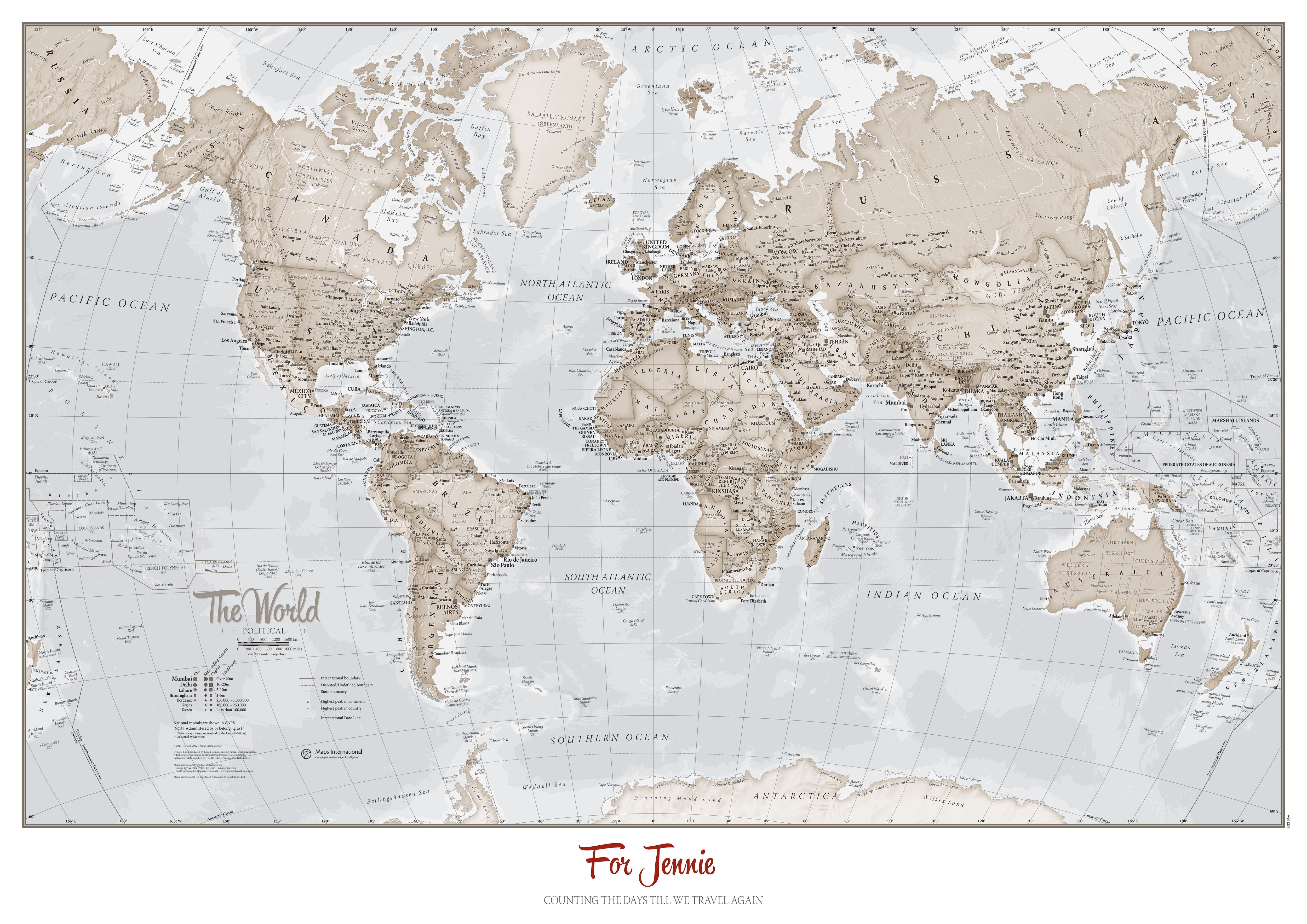 PS00275_H_PAPER - Personalised World Is Art - Wall Map Neutral