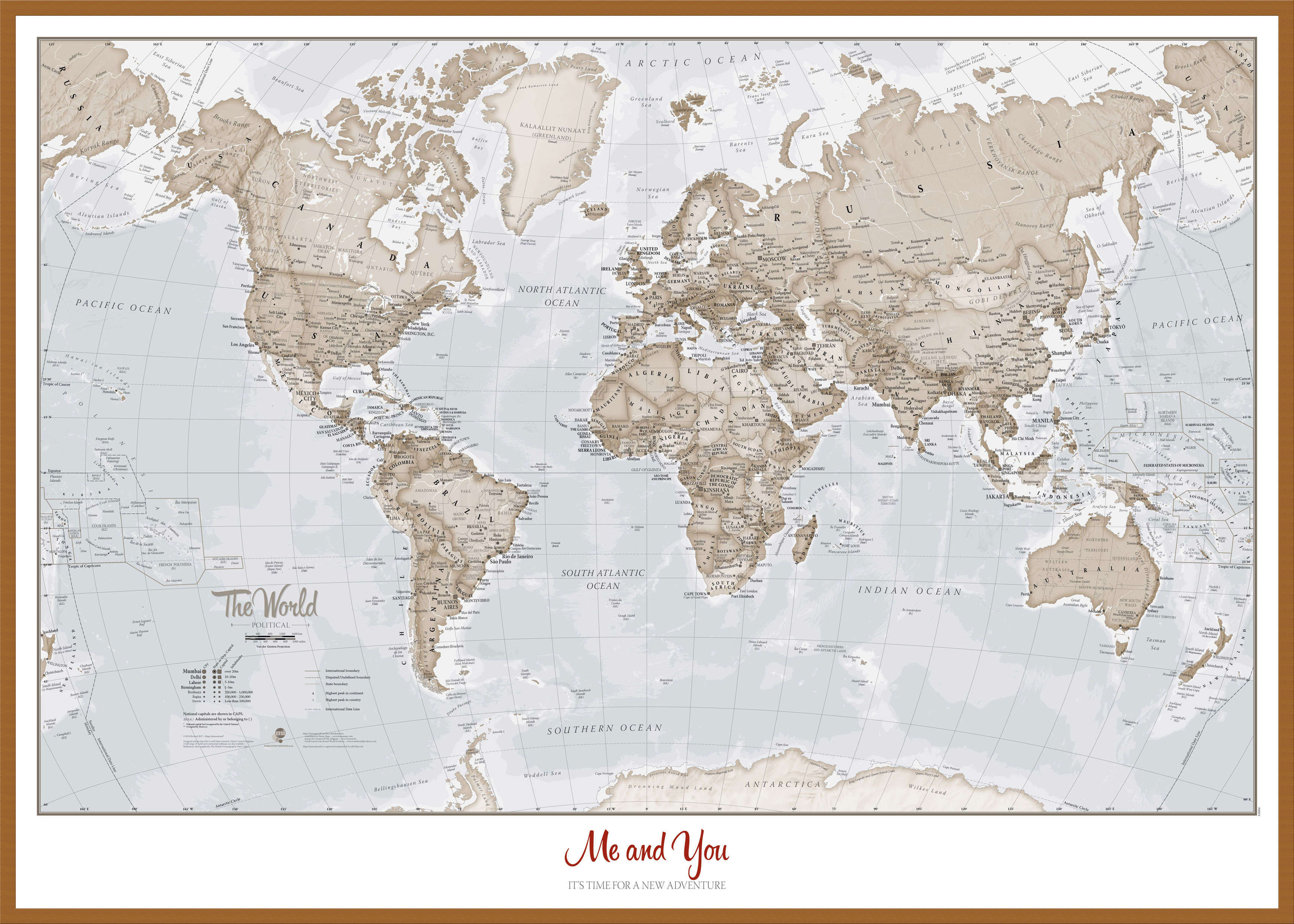 PS00275_L_LBWTE - Personalised World Is Art - Wall Map Neutral