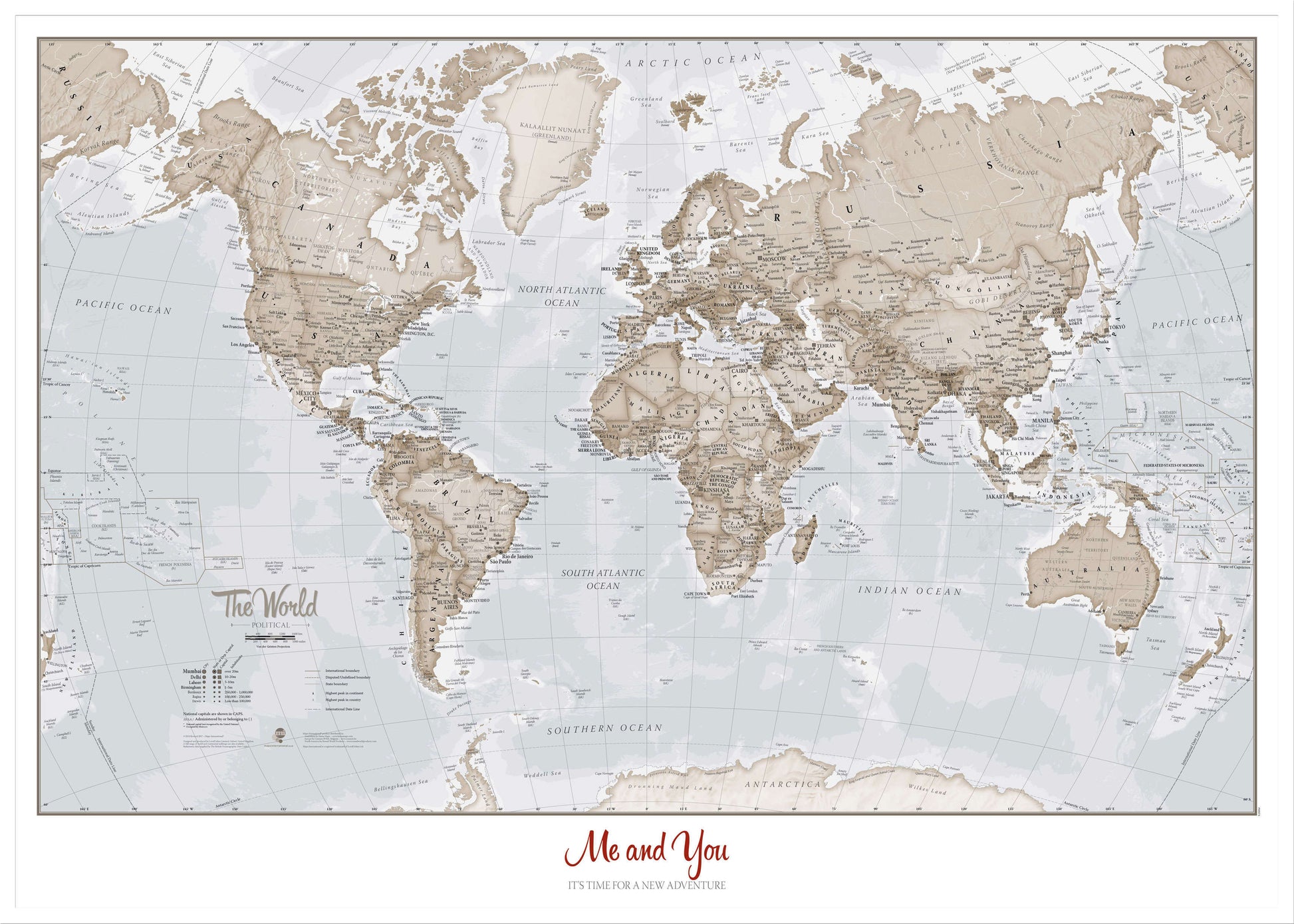 PS00275_L_WDWHI - Personalised World Is Art - Wall Map Neutral