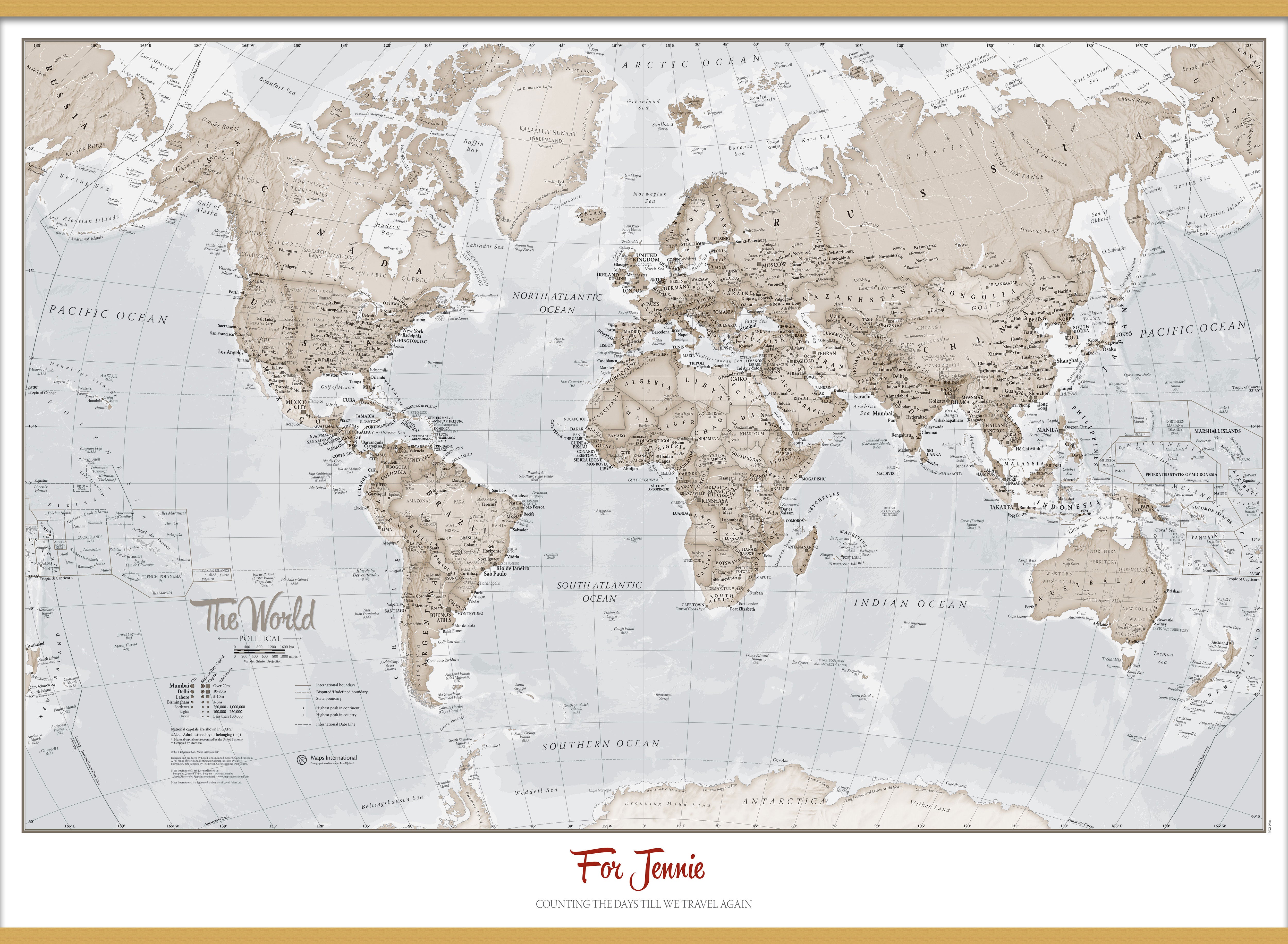 PS00275_L_LWDHB - Personalised World Is Art - Wall Map Neutral