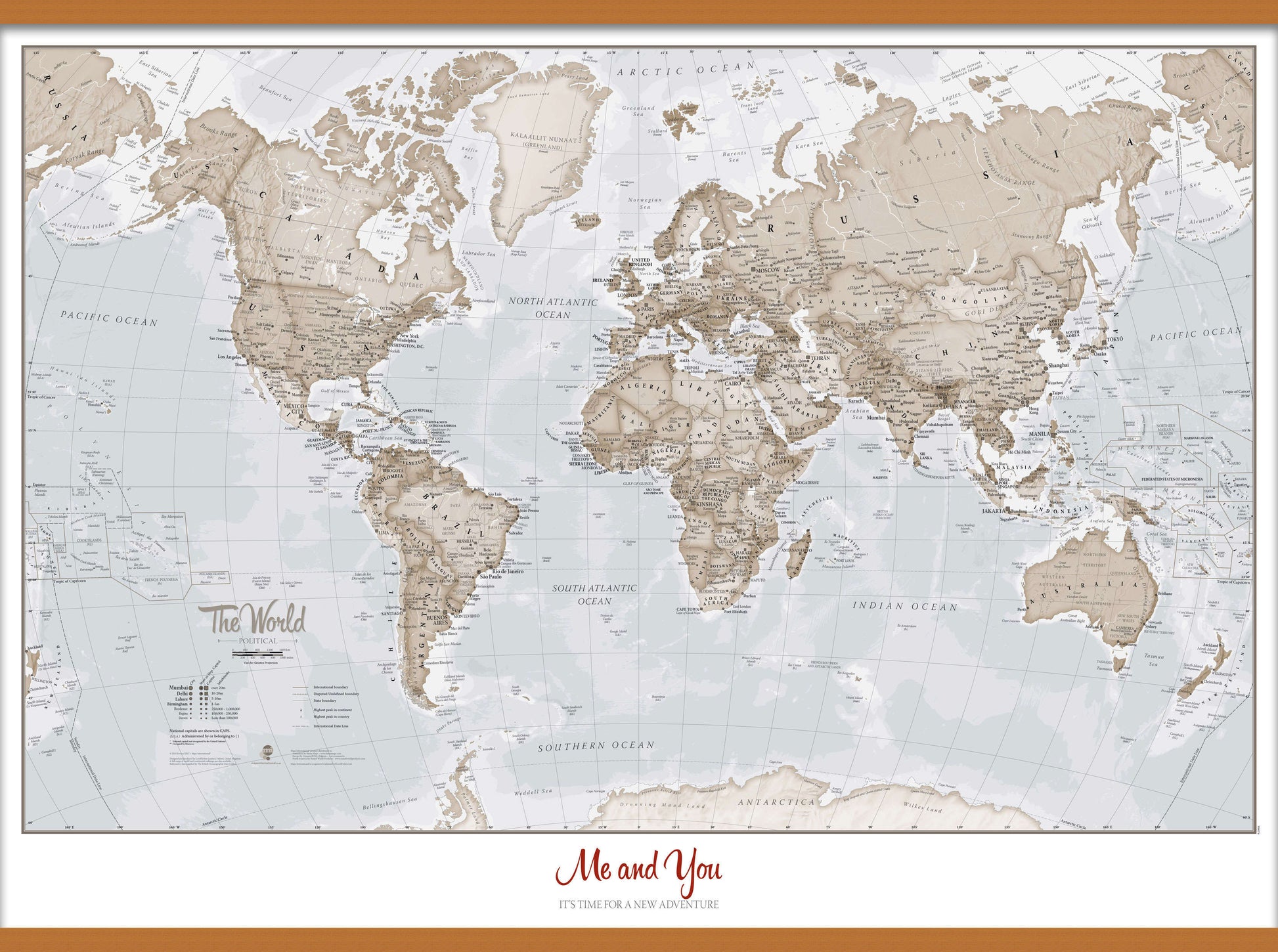 PS00275_L_LWDHB - Personalised World Is Art - Wall Map Neutral