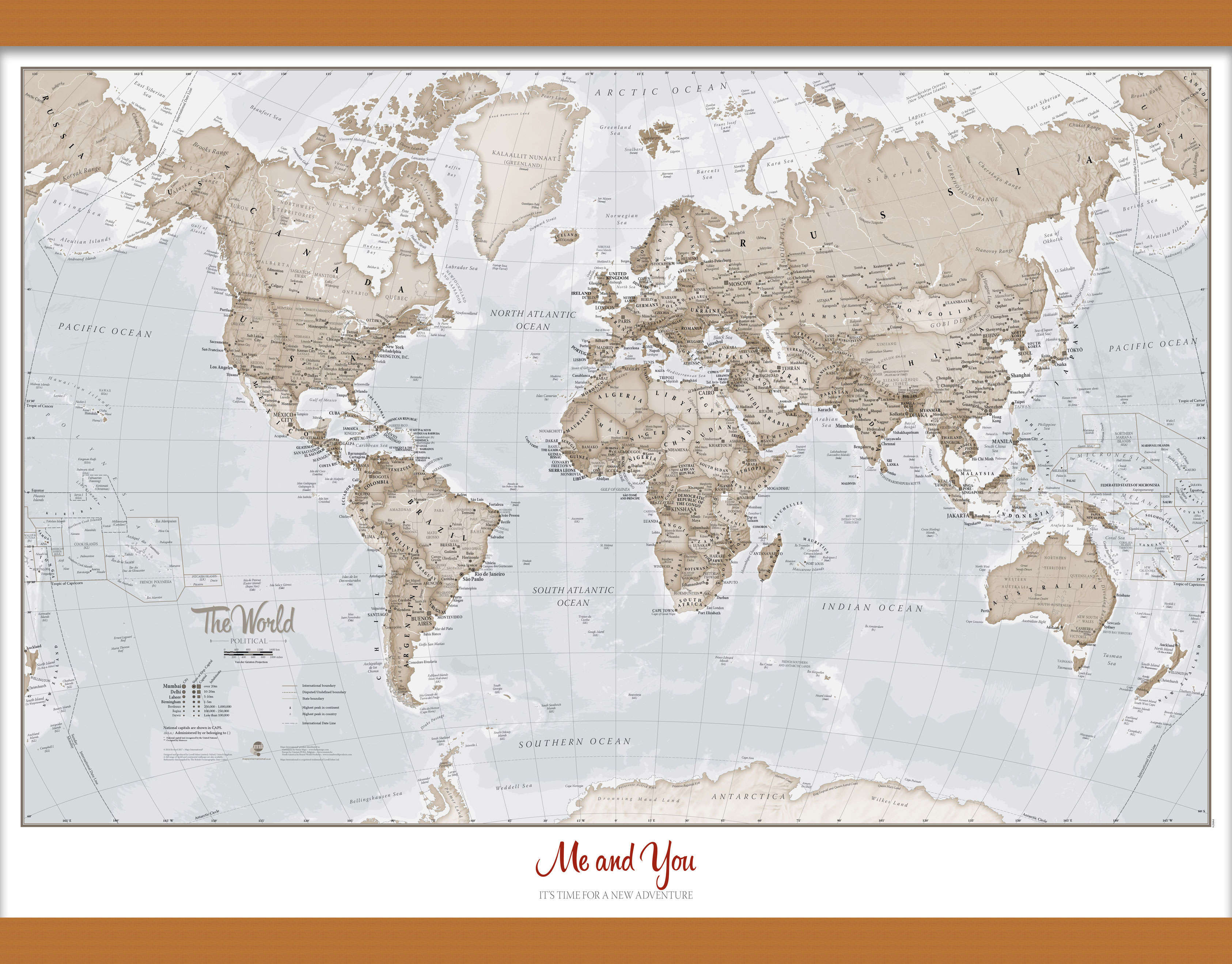 PS00275_S_LWDHB - Personalised World Is Art - Wall Map Neutral