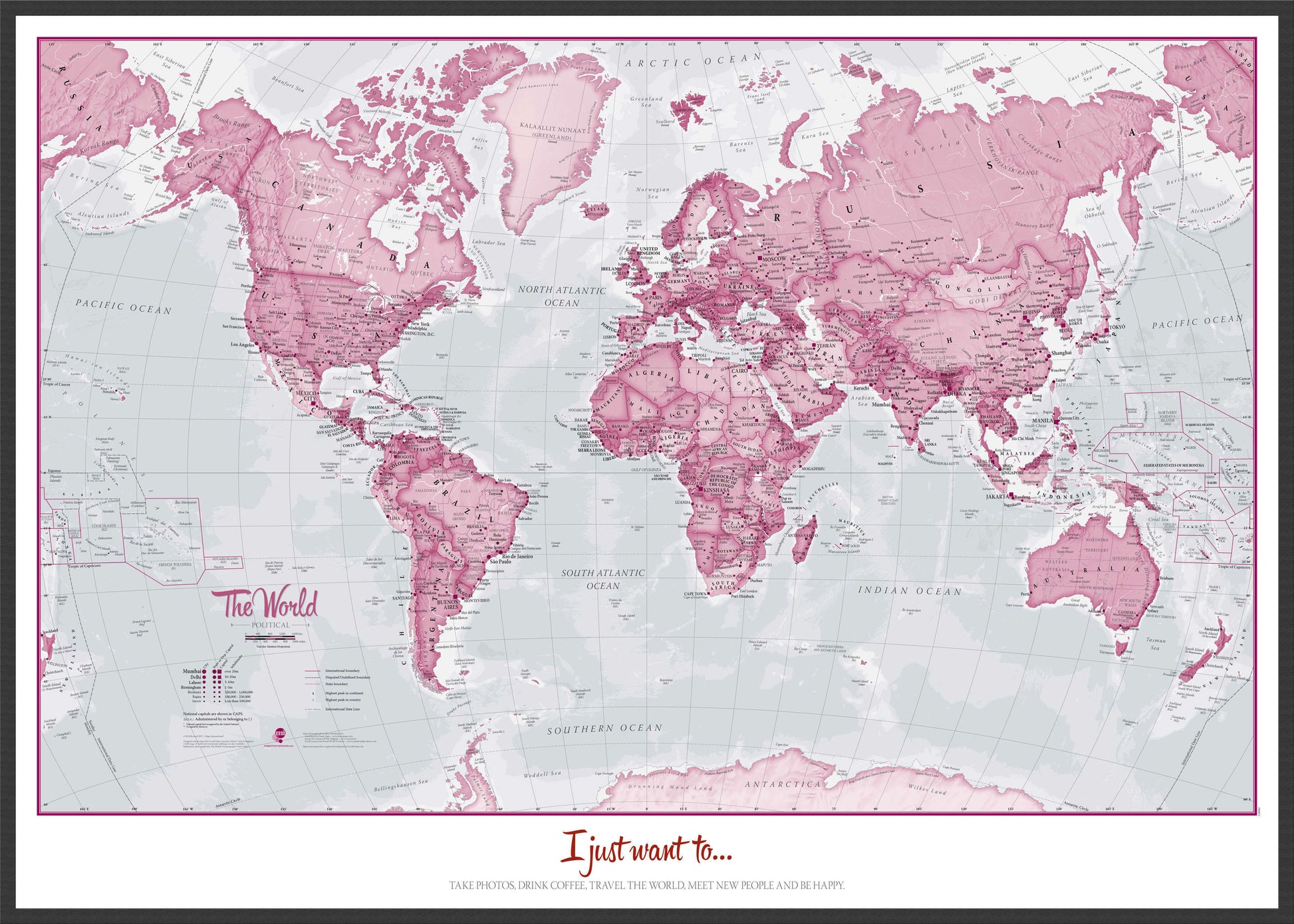 PS00273_L_WDBLA - Personalised World Is Art - Wall Map Pink