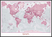 PS00273_L_LBWBL - Personalised World Is Art - Wall Map Pink