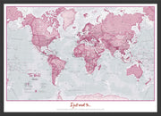 PS00273_S_WDBLA - Personalised World Is Art - Wall Map Pink