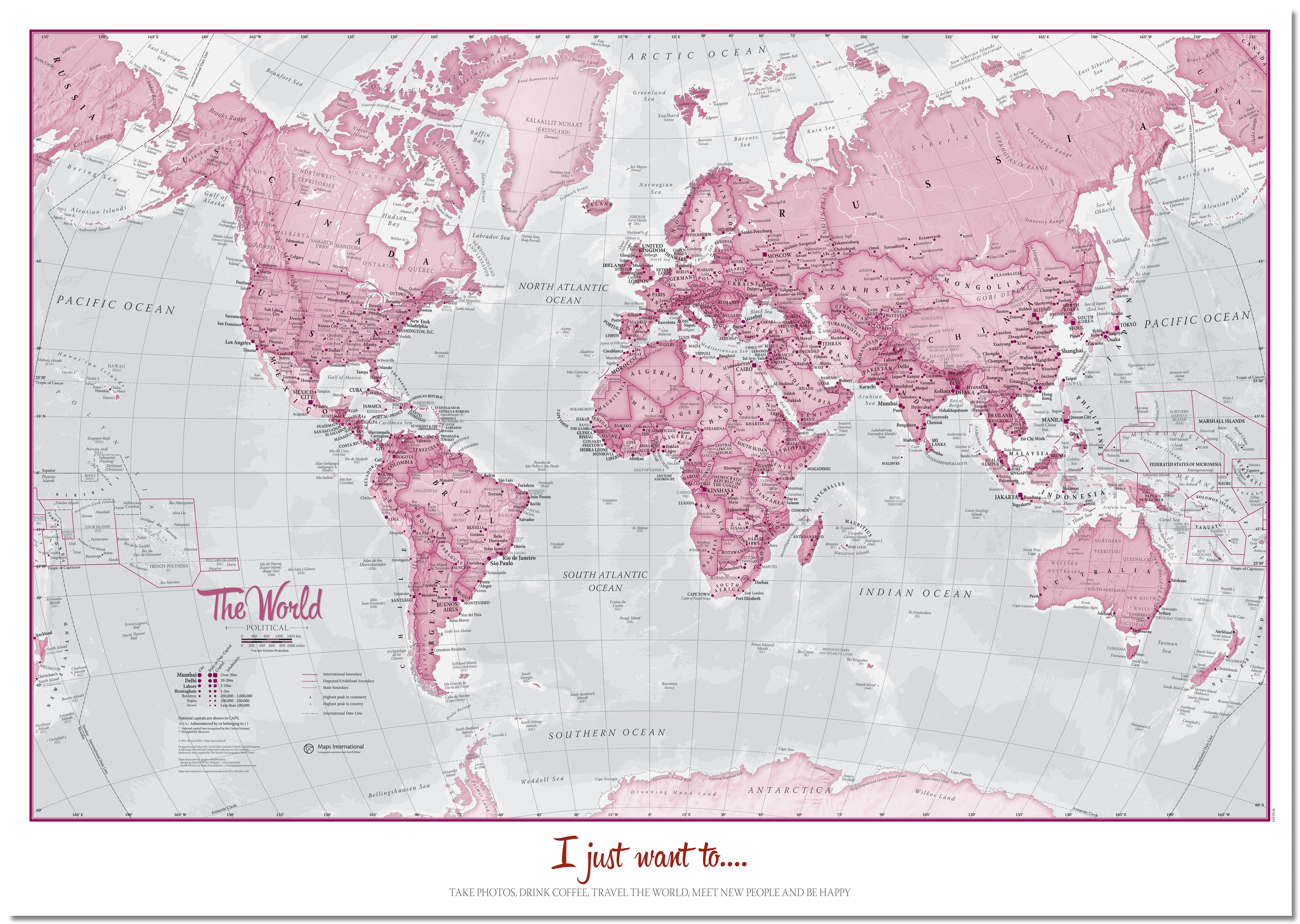 PS00273_L_LMBRD - Personalised World Is Art - Wall Map Pink
