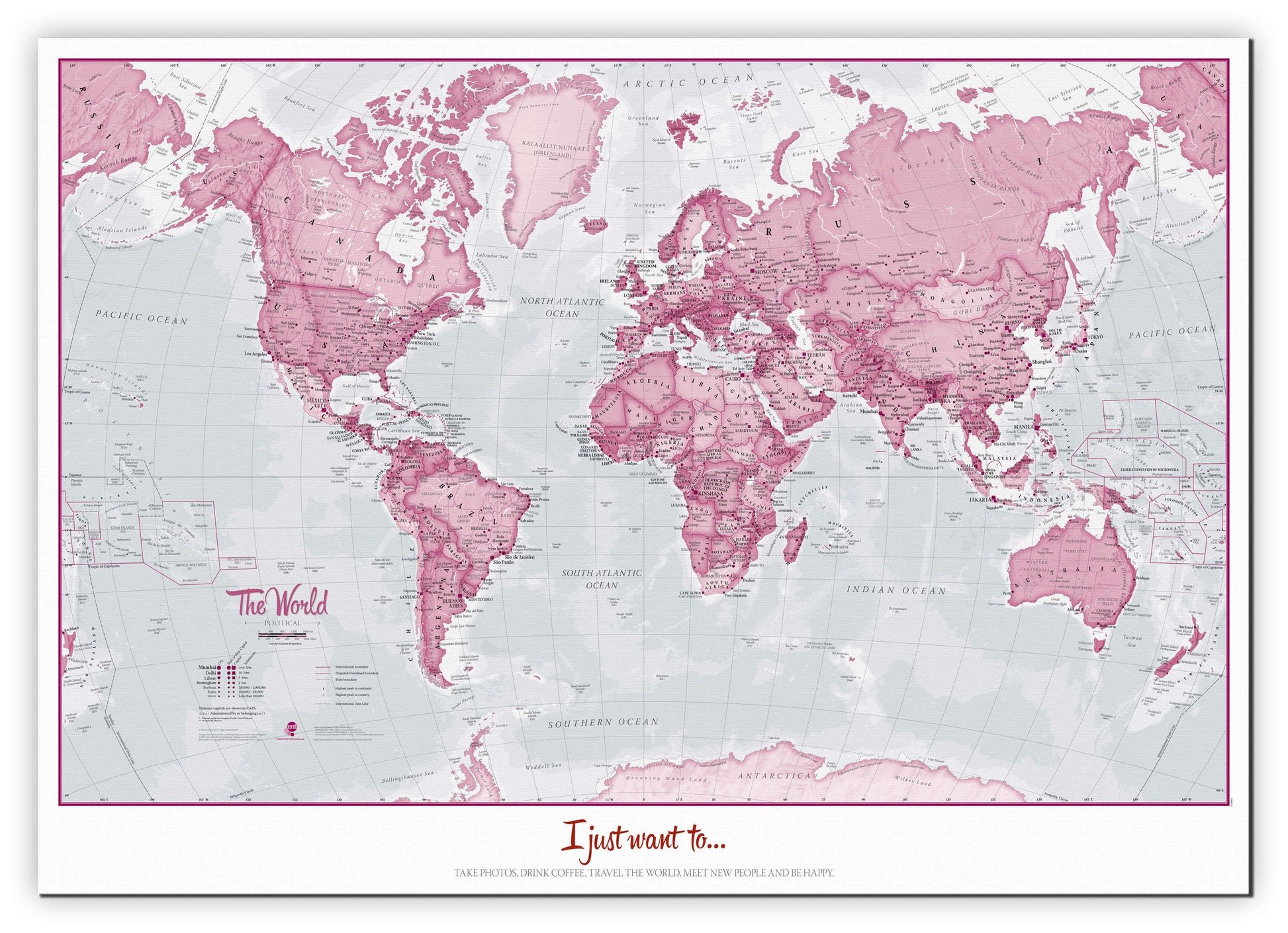 PS00273_L_CANVA - Personalised World Is Art - Wall Map Pink