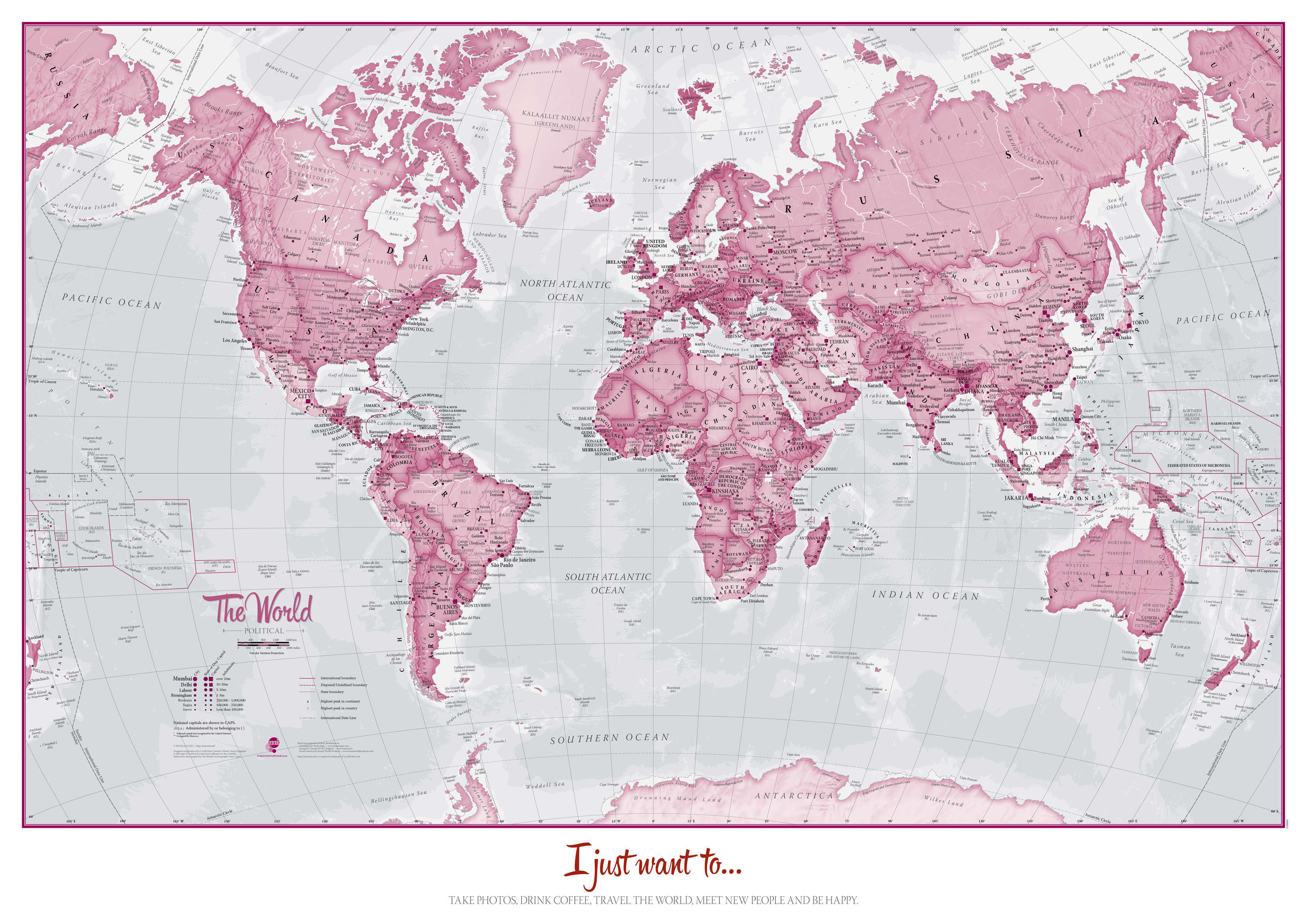 PS00273_S_LAMIN - Personalised World Is Art - Wall Map Pink