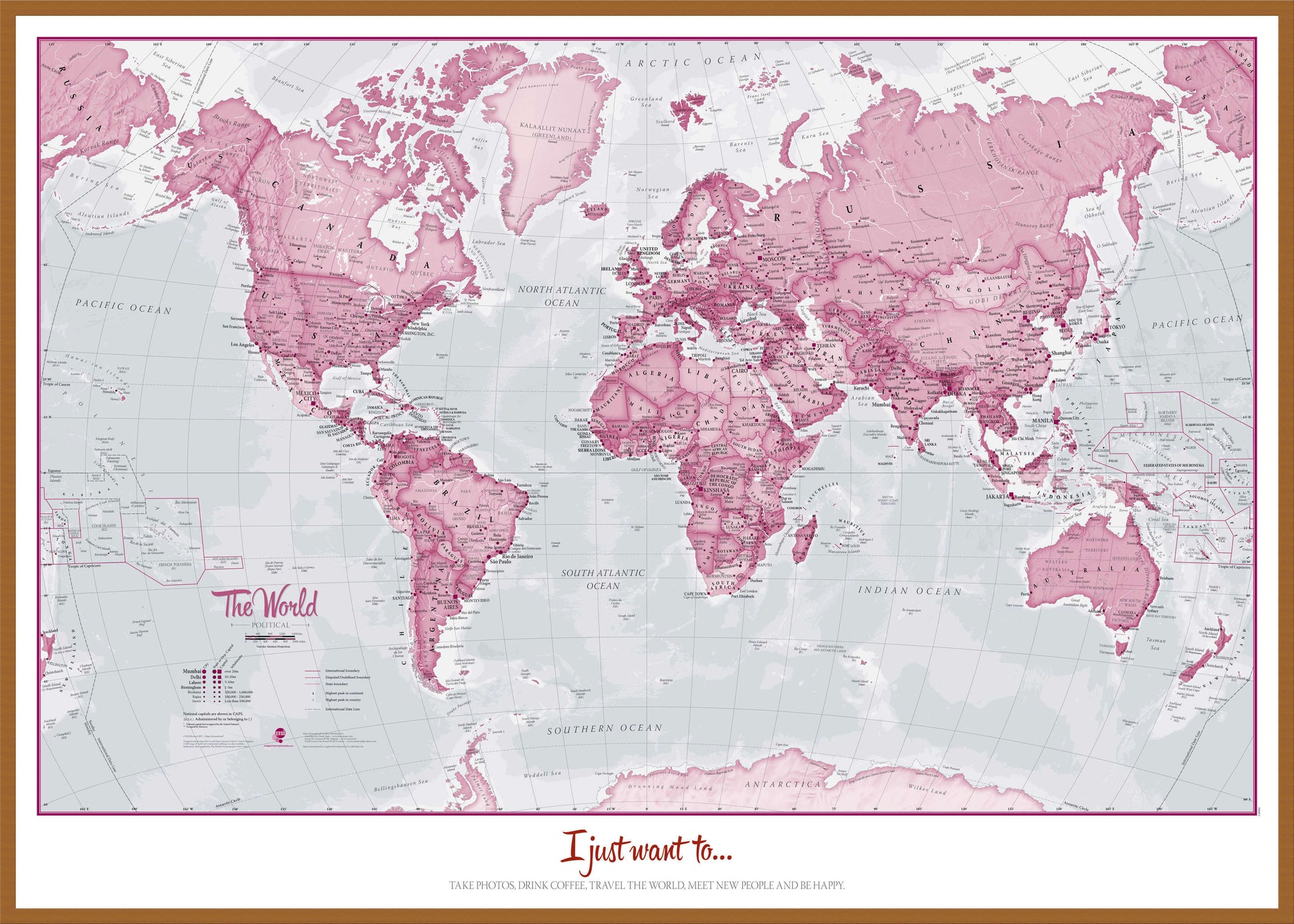 PS00273_L_LBWTE - Personalised World Is Art - Wall Map Pink
