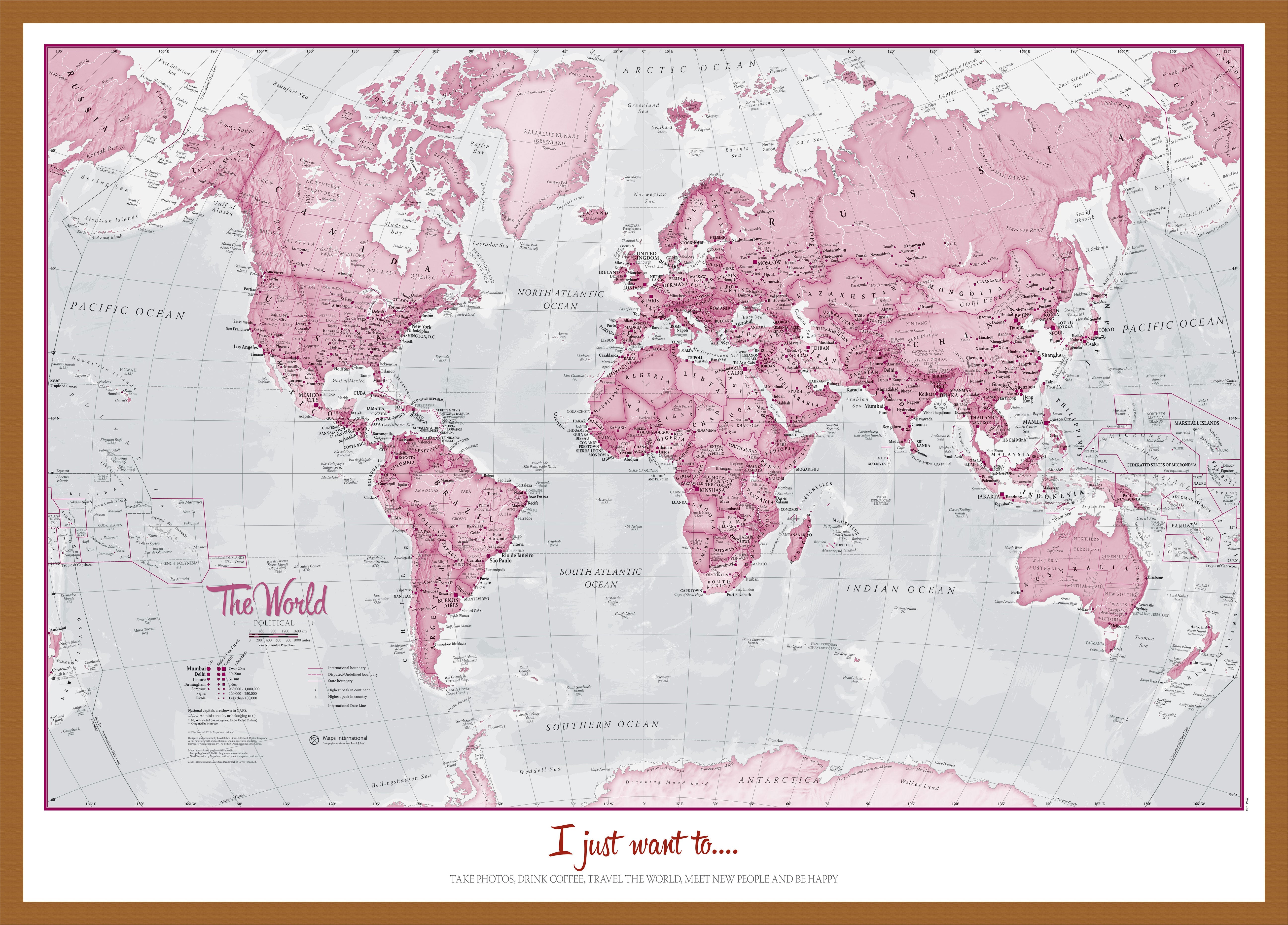 PS00273_L_WDTEA - Personalised World Is Art - Wall Map Pink