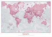 PS00273_L_WDWHI - Personalised World Is Art - Wall Map Pink