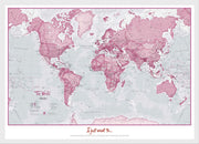 PS00273_M_BWWHI - Personalised World Is Art - Wall Map Pink