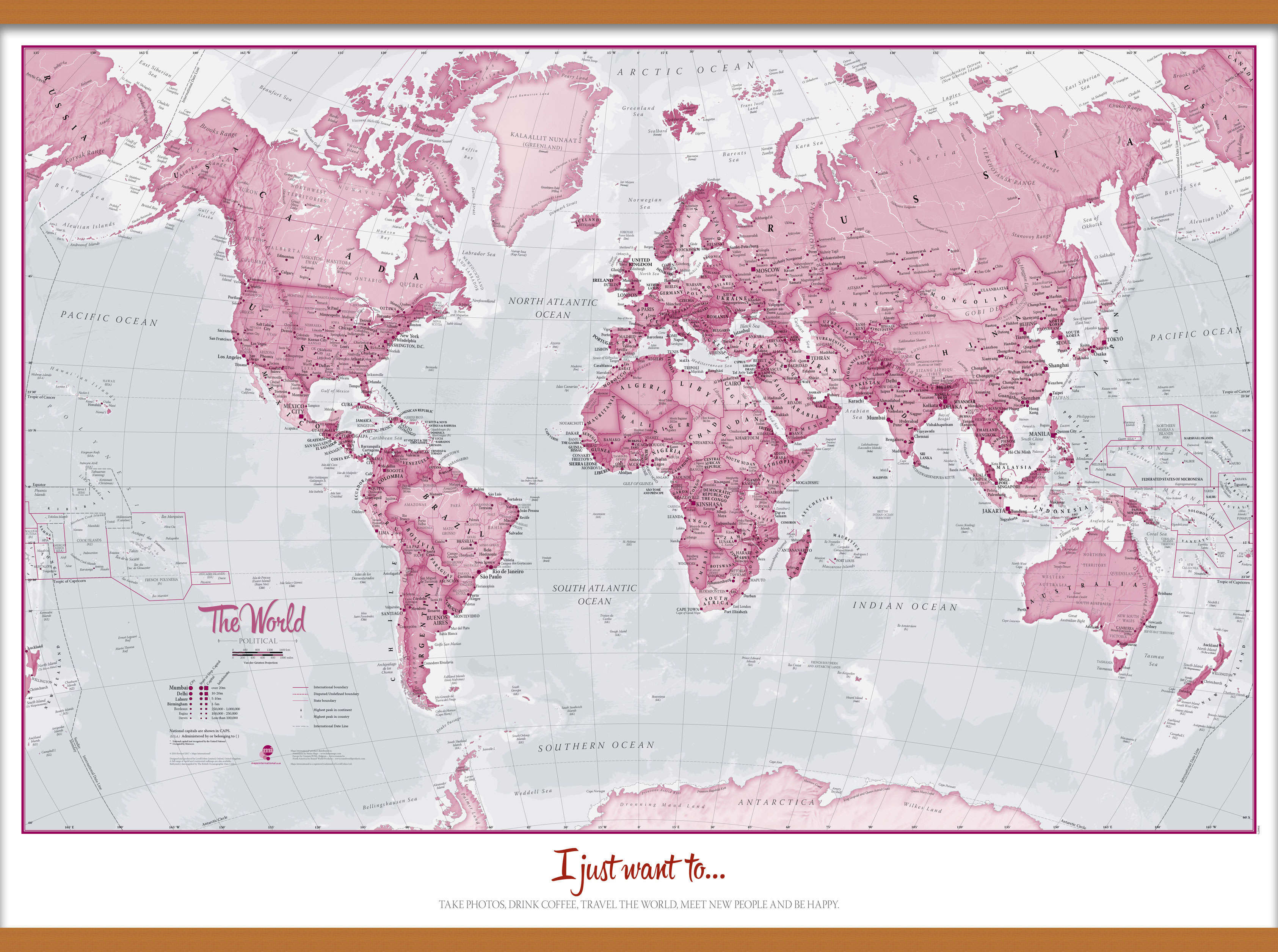 PS00273_H_CWDHB - Personalised World Is Art - Wall Map Pink