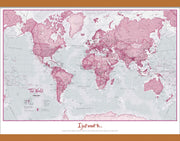 PS00273_M_CWDHB - Personalised World Is Art - Wall Map Pink