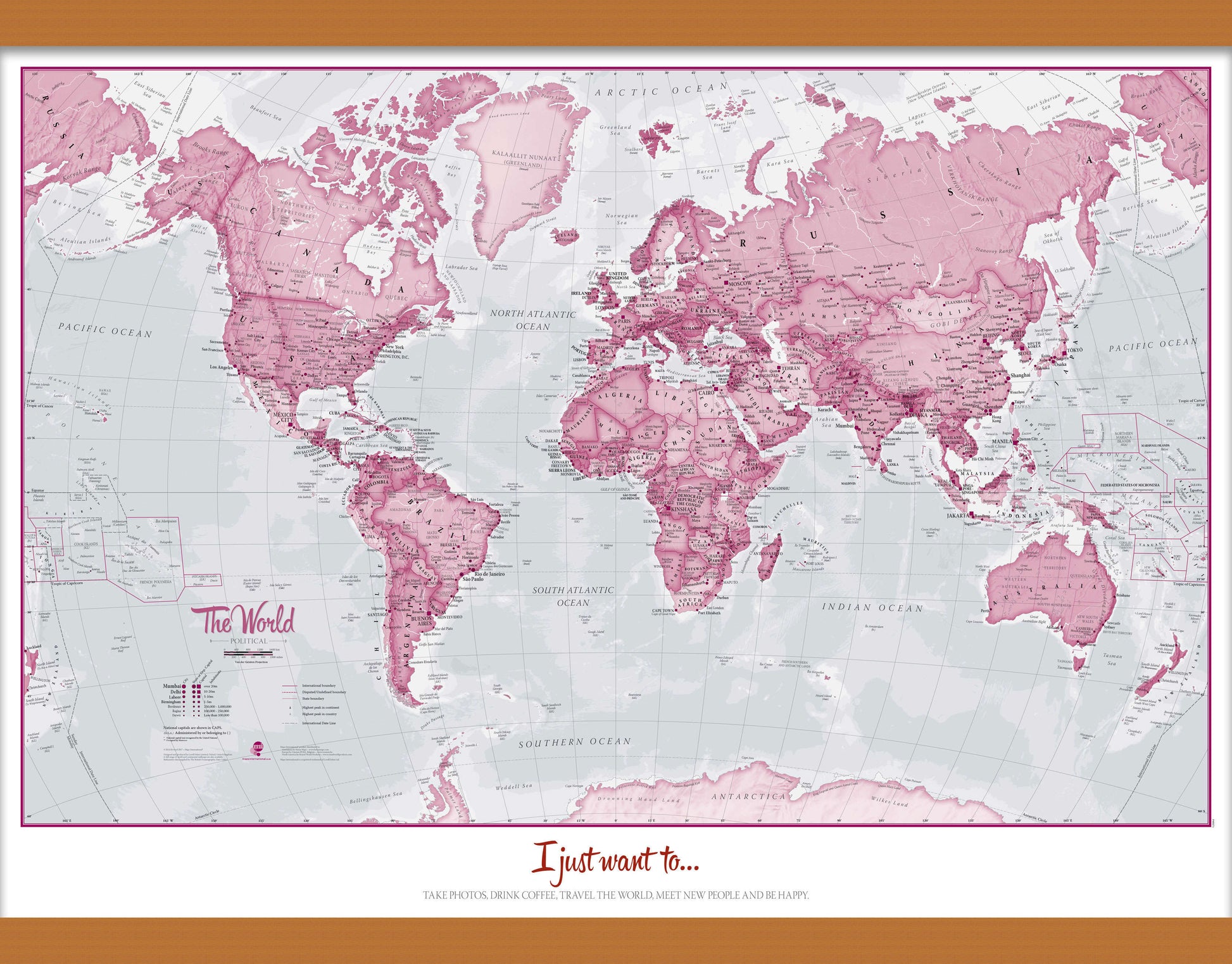 PS00273_M_CWDHB - Personalised World Is Art - Wall Map Pink