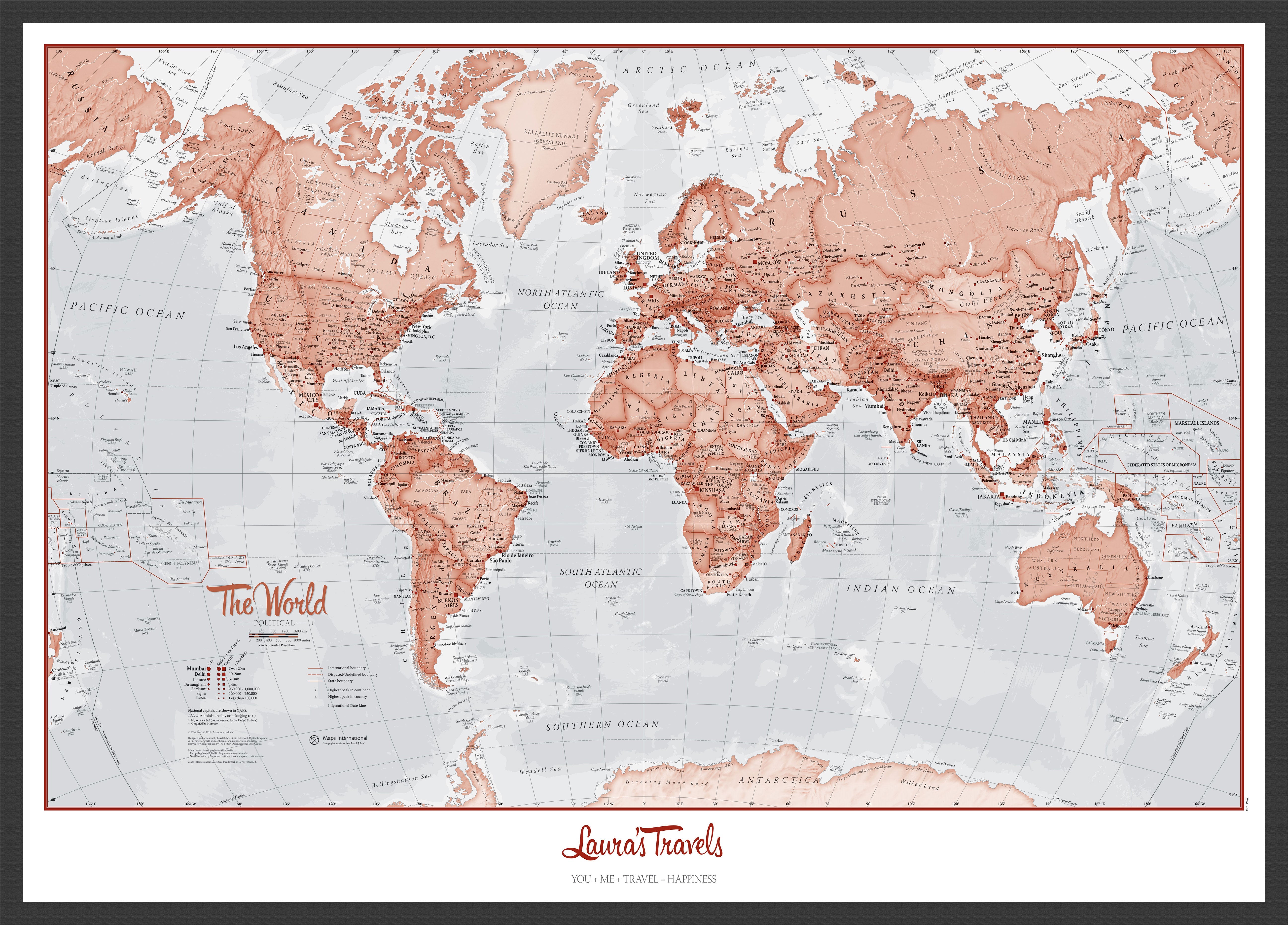 PS00271_L_WDBLA - Personalised World Is Art - Wall Map Red