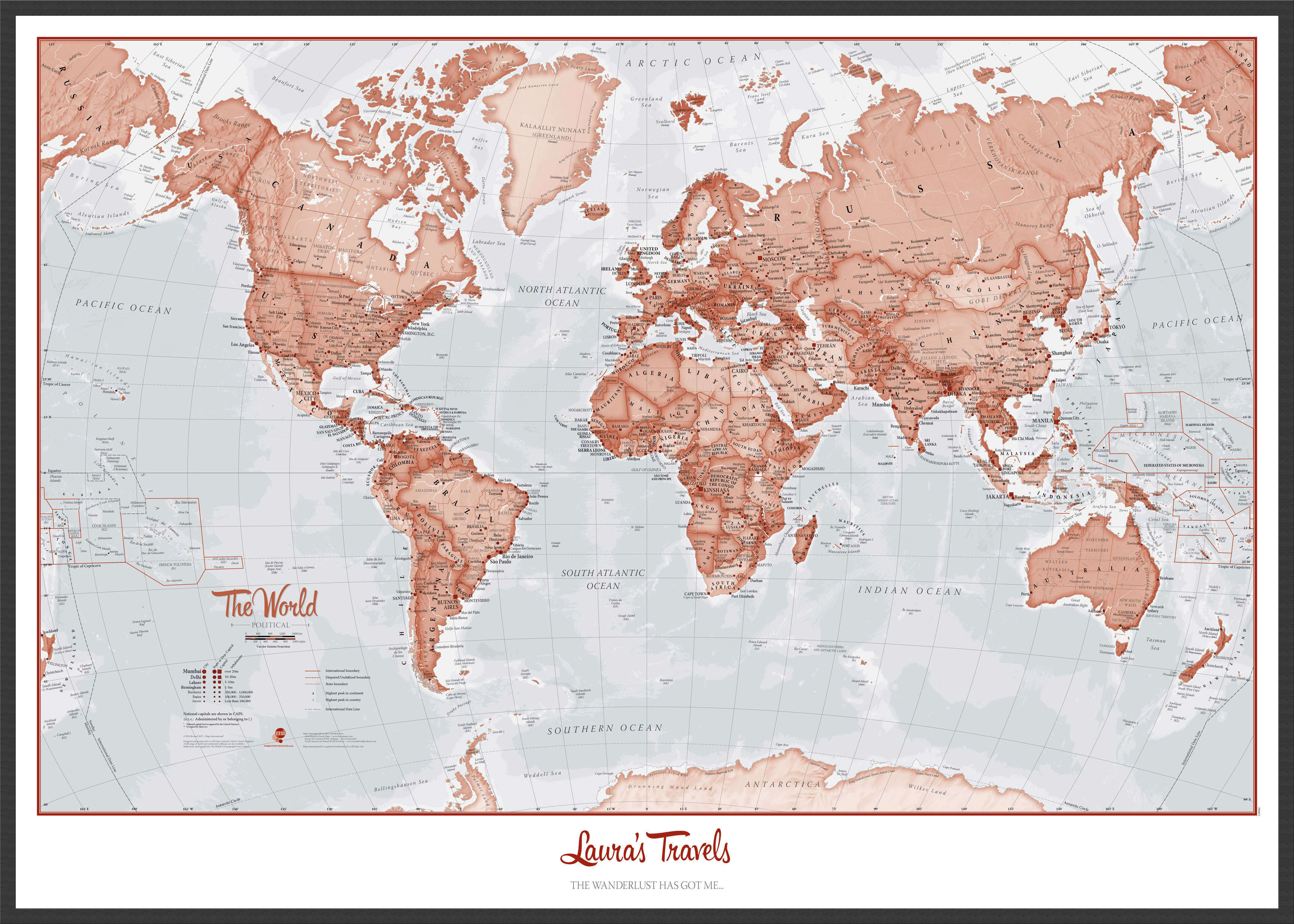 PS00271_L_WDBLA - Personalised World Is Art - Wall Map Red