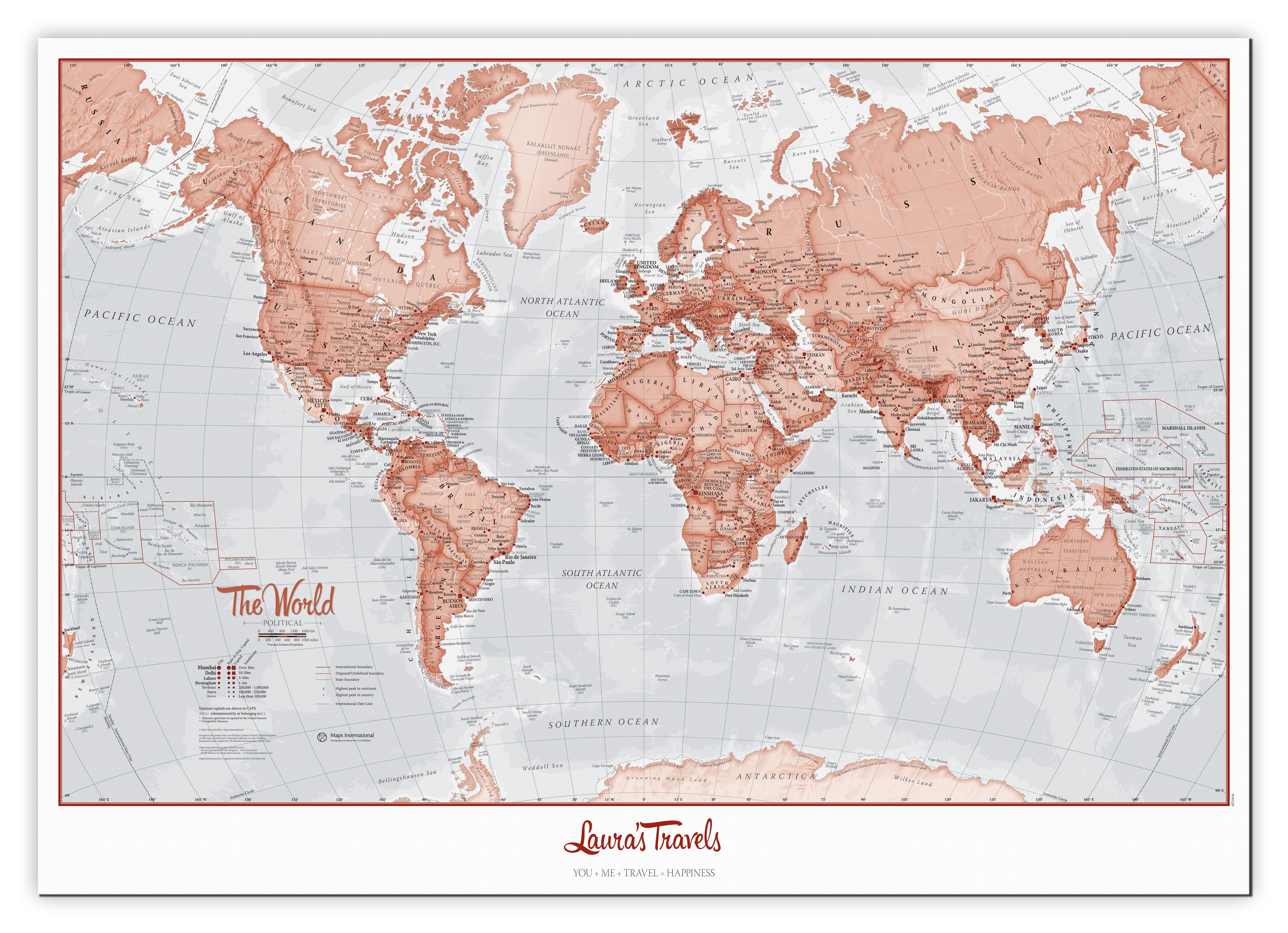 PS00271_S_CANVA - Personalised World Is Art - Wall Map Red