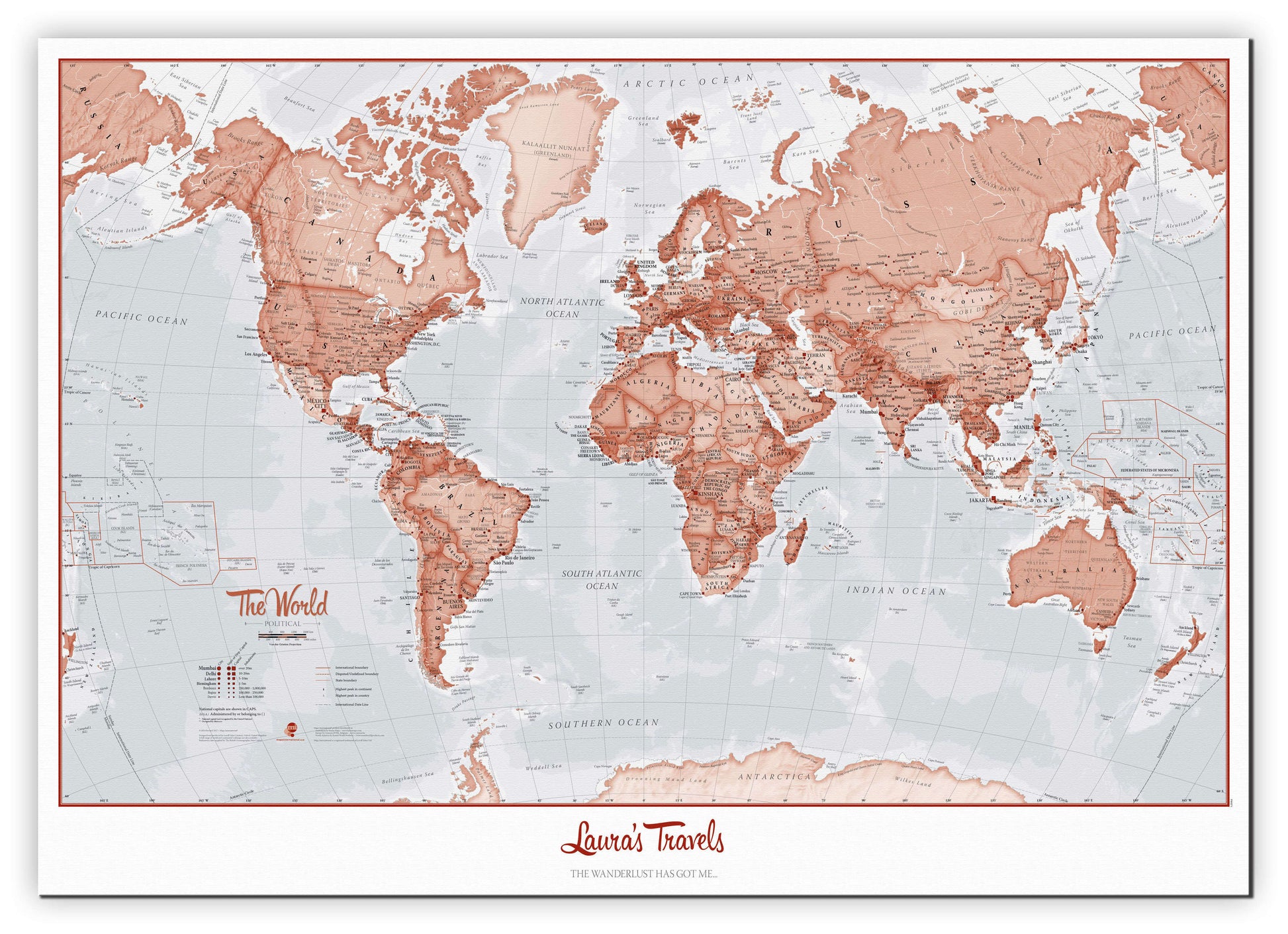 PS00271_L_CANVA - Personalised World Is Art - Wall Map Red