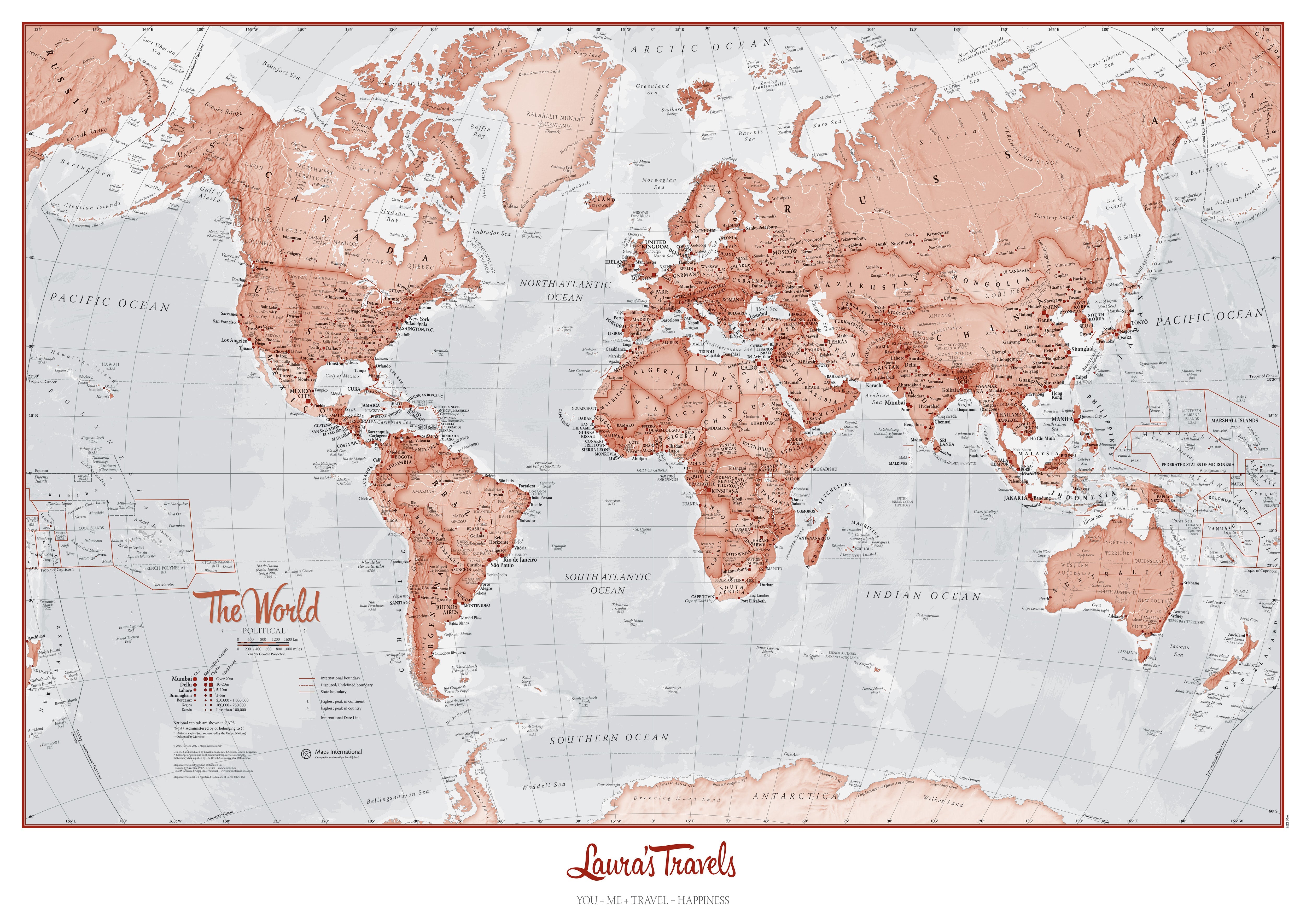 PS00271_H_LAMIN - Personalised World Is Art - Wall Map Red