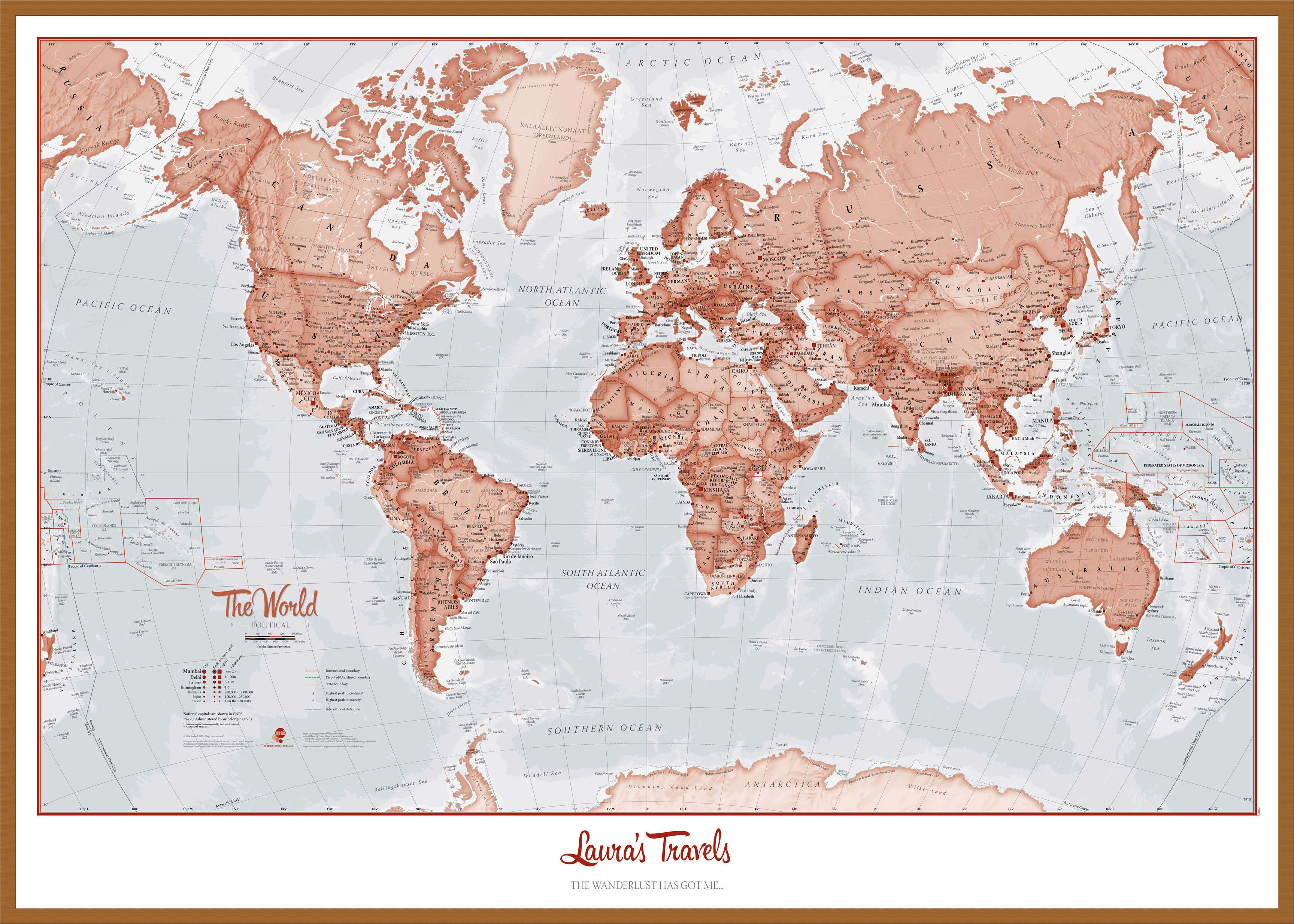 PS00271_L_LBWTE - Personalised World Is Art - Wall Map Red
