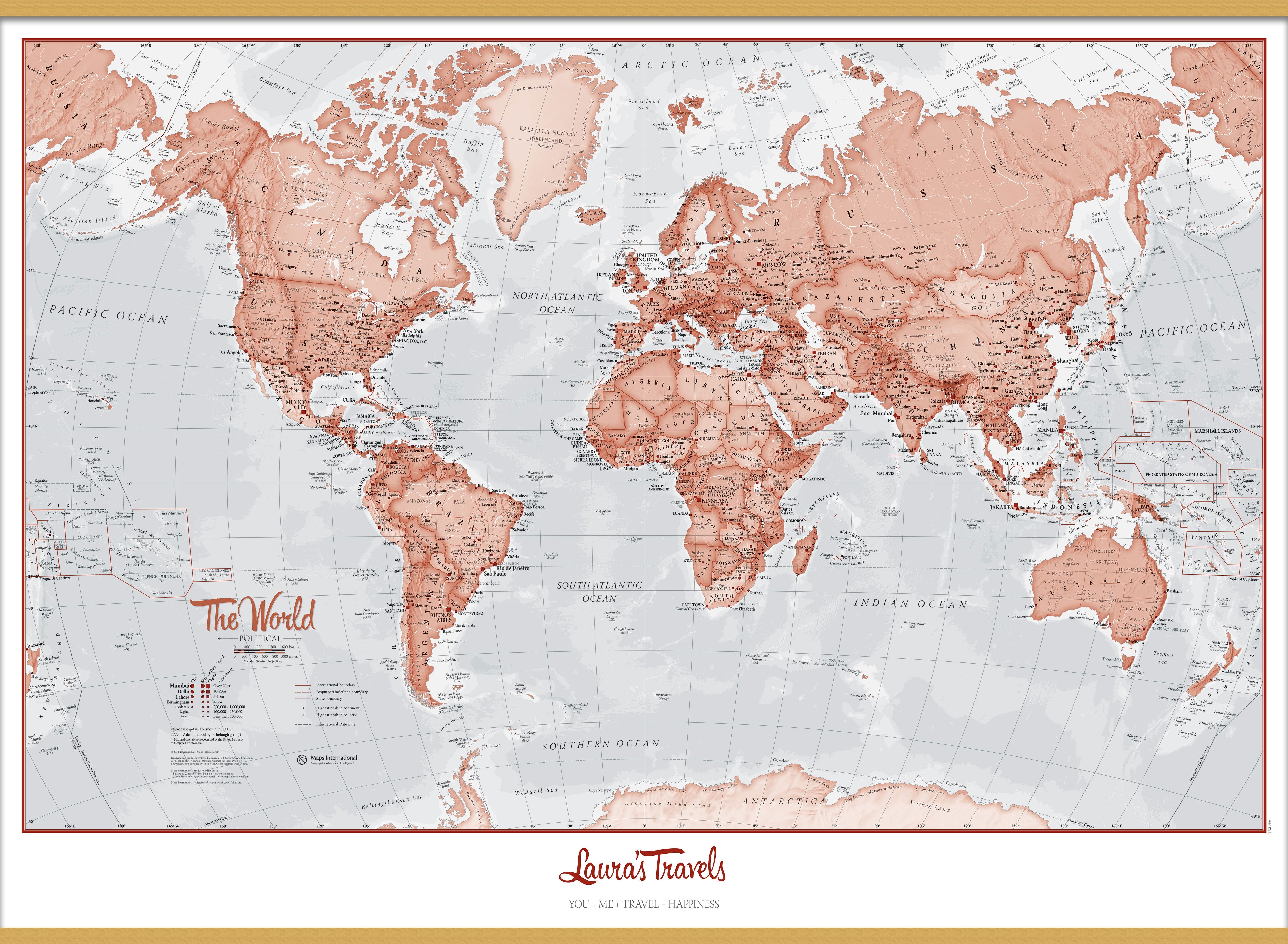 PS00271_H_LWDHB - Personalised World Is Art - Wall Map Red