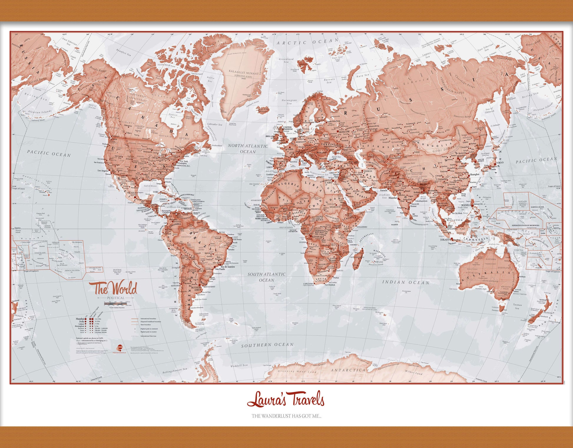 PS00271_S_LWDHB - Personalised World Is Art - Wall Map Red
