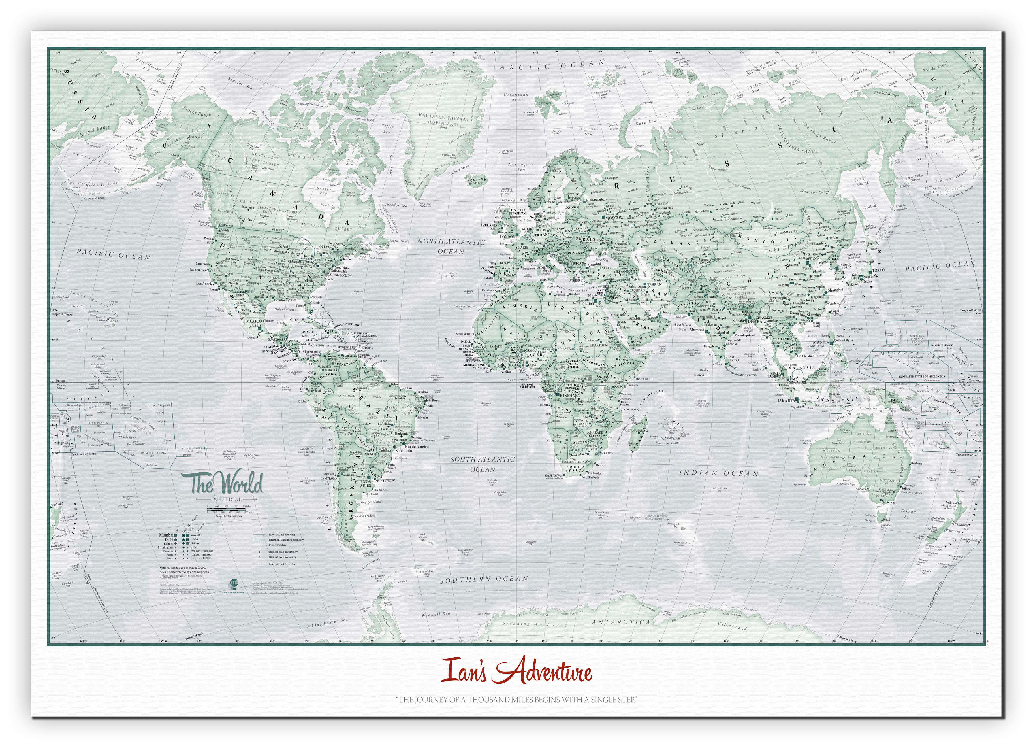 PS01227_H_CANVA - Personalised World Is Art - Wall Map Rustic