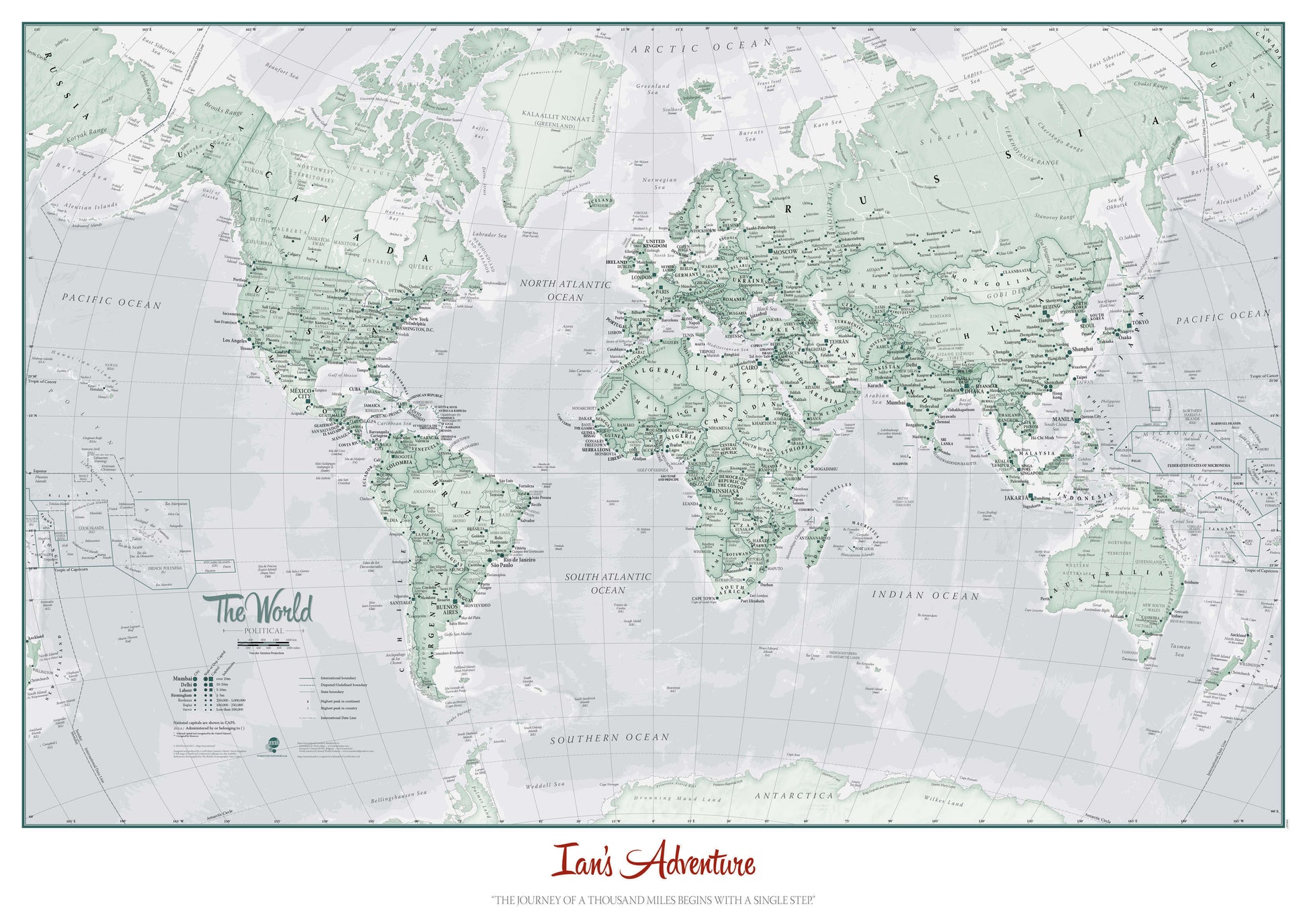 PS01227_M_LAMIN - Personalised World Is Art - Wall Map Rustic