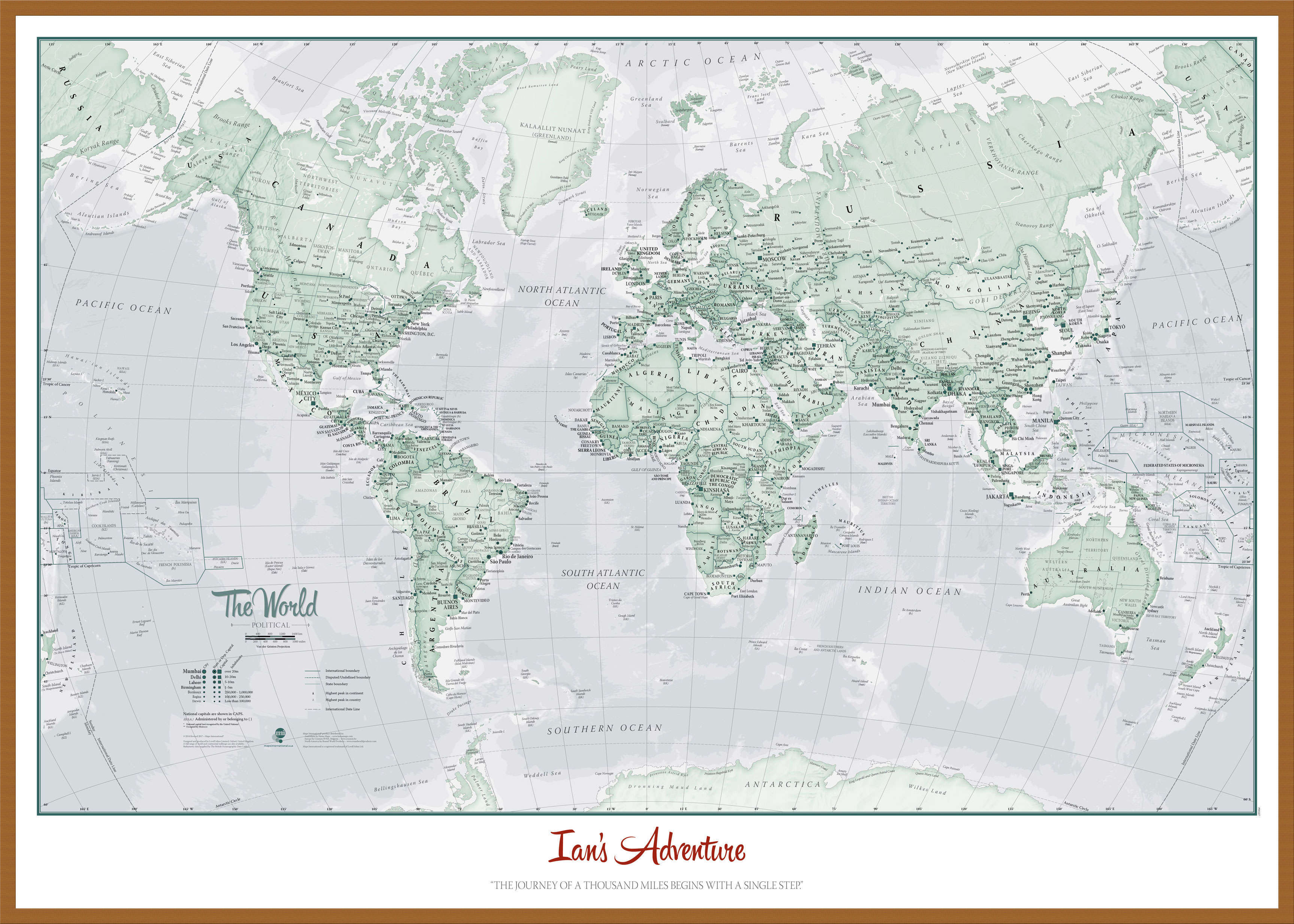 PS01227_L_LBWTE - Personalised World Is Art - Wall Map Rustic