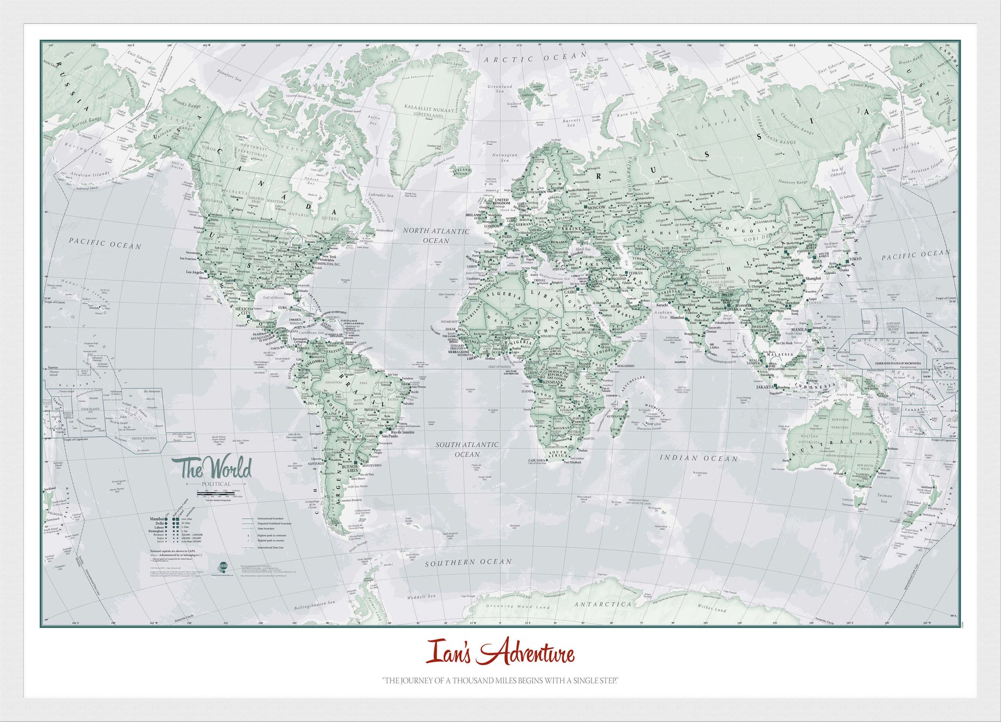 PS01227_M_WDWHI - Personalised World Is Art - Wall Map Rustic