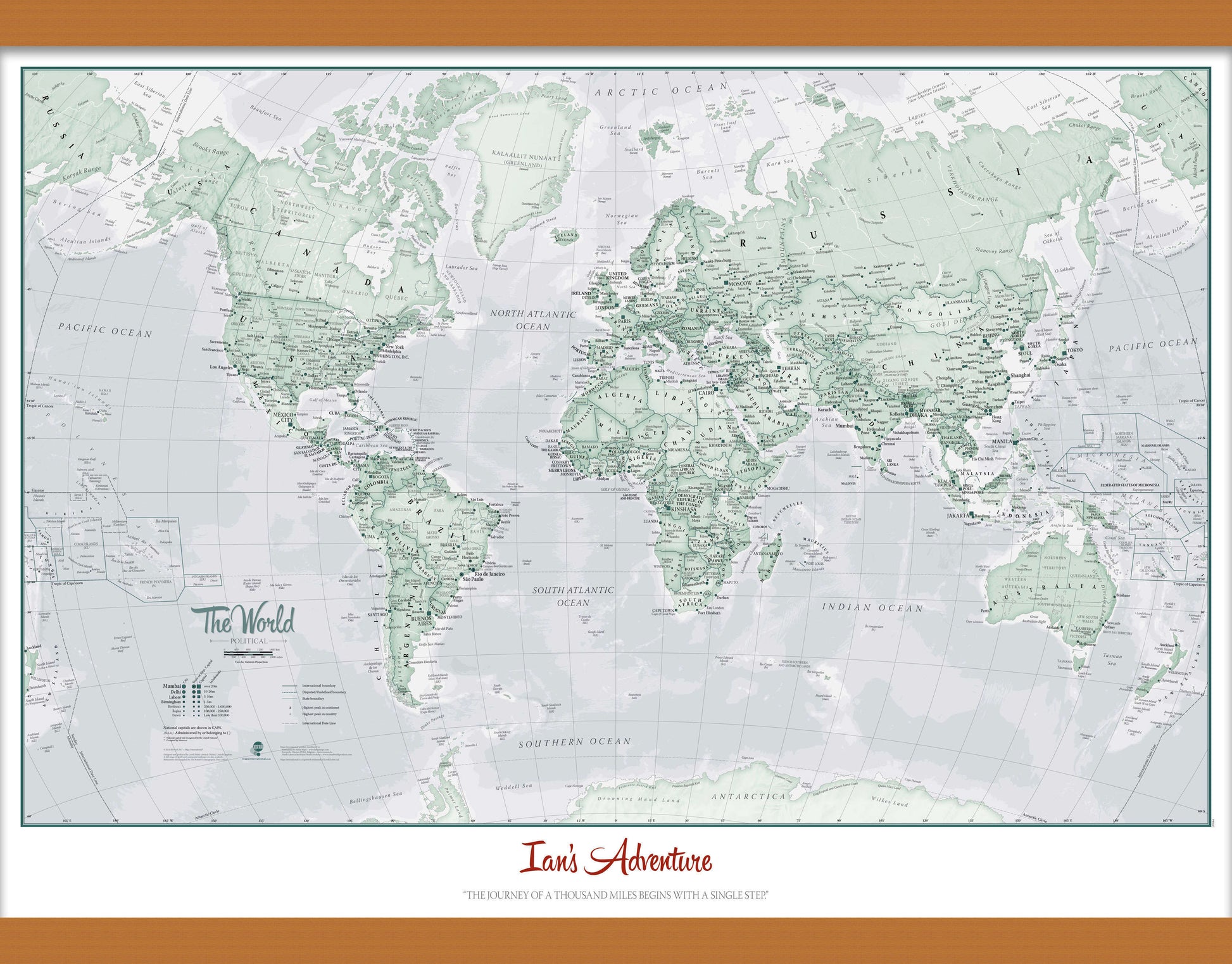 PS01227_S_LWDHB - Personalised World Is Art - Wall Map Rustic