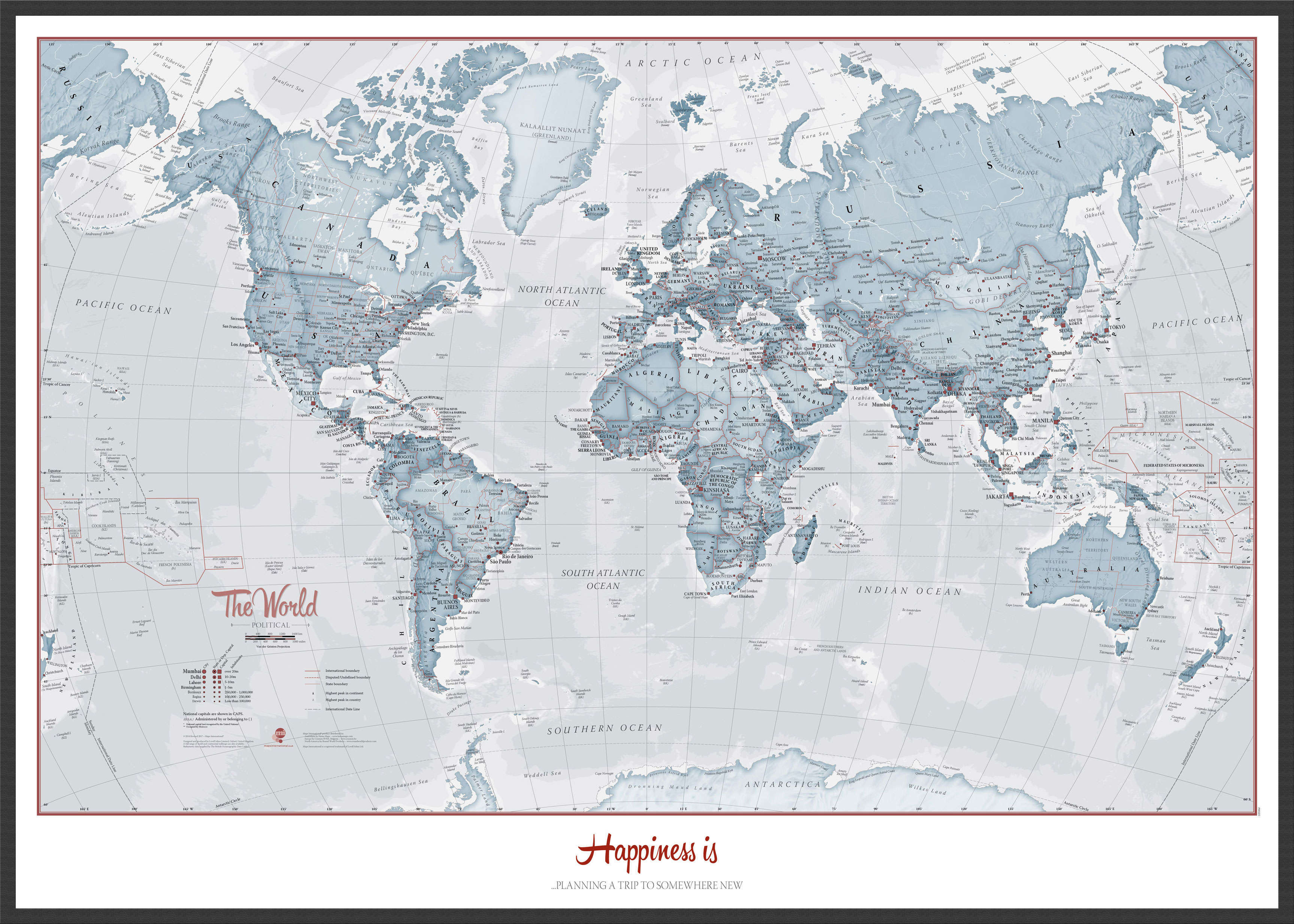 PS01225_L_WDBLA - Personalised World Is Art - Wall Map Teal