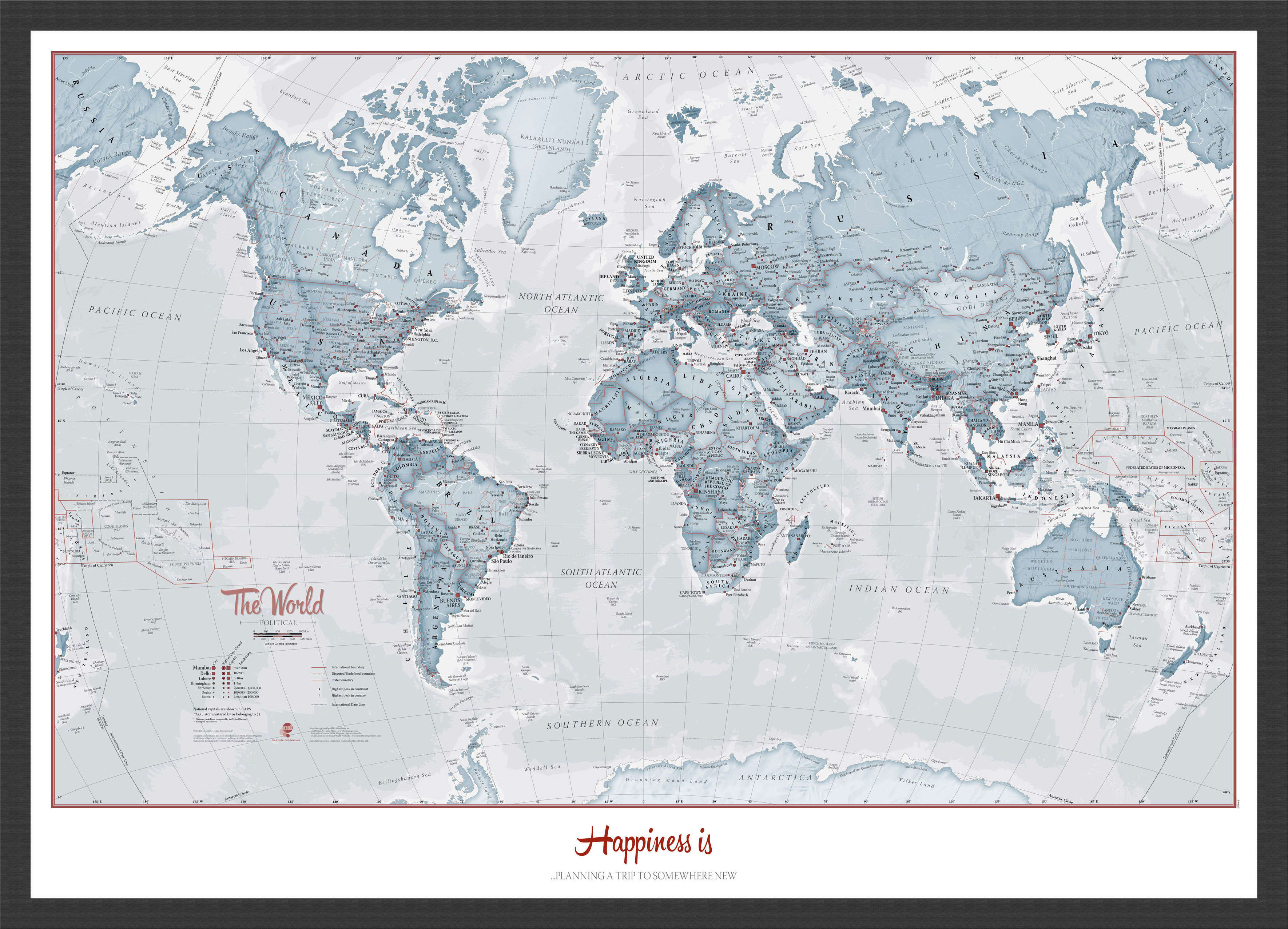 PS01225_S_BWBLA - Personalised World Is Art - Wall Map Teal