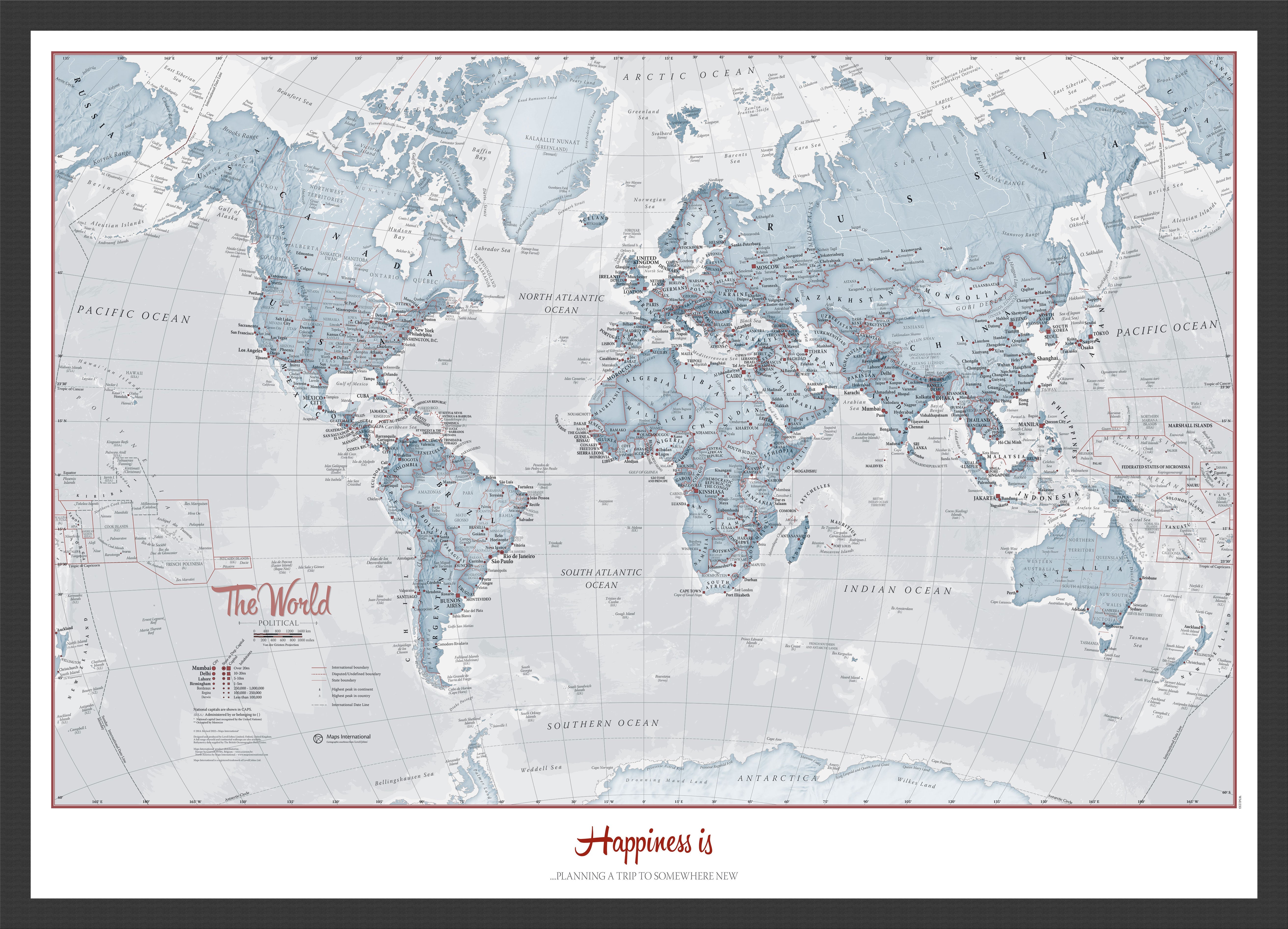 PS01225_L_WDBLA - Personalised World Is Art - Wall Map Teal