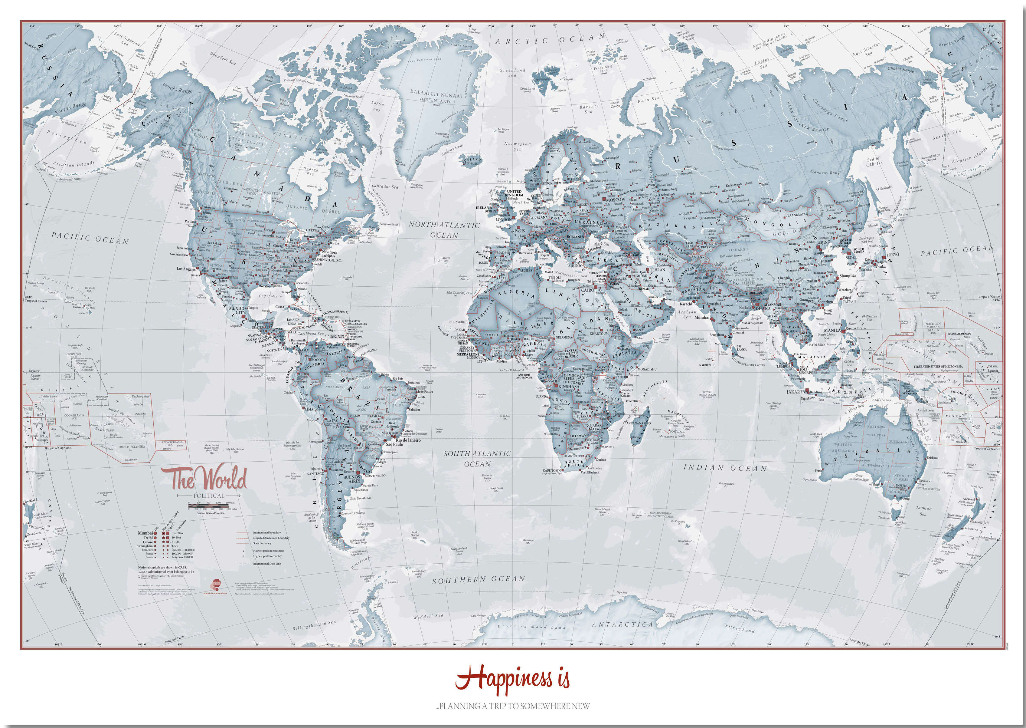 PS01225_S_PNBRD - Personalised World Is Art - Wall Map Teal