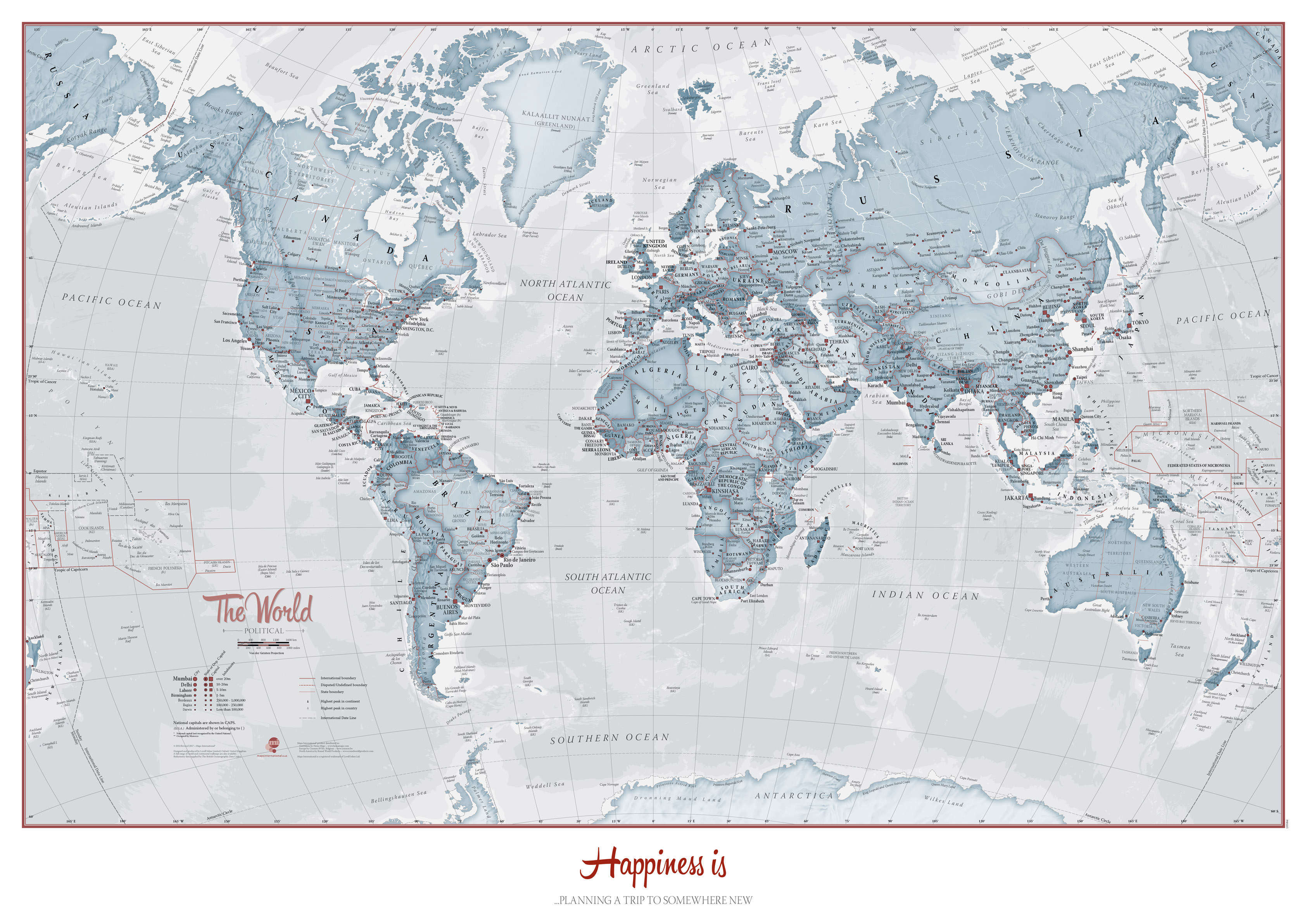PS01225_H_PAPER - Personalised World Is Art - Wall Map Teal