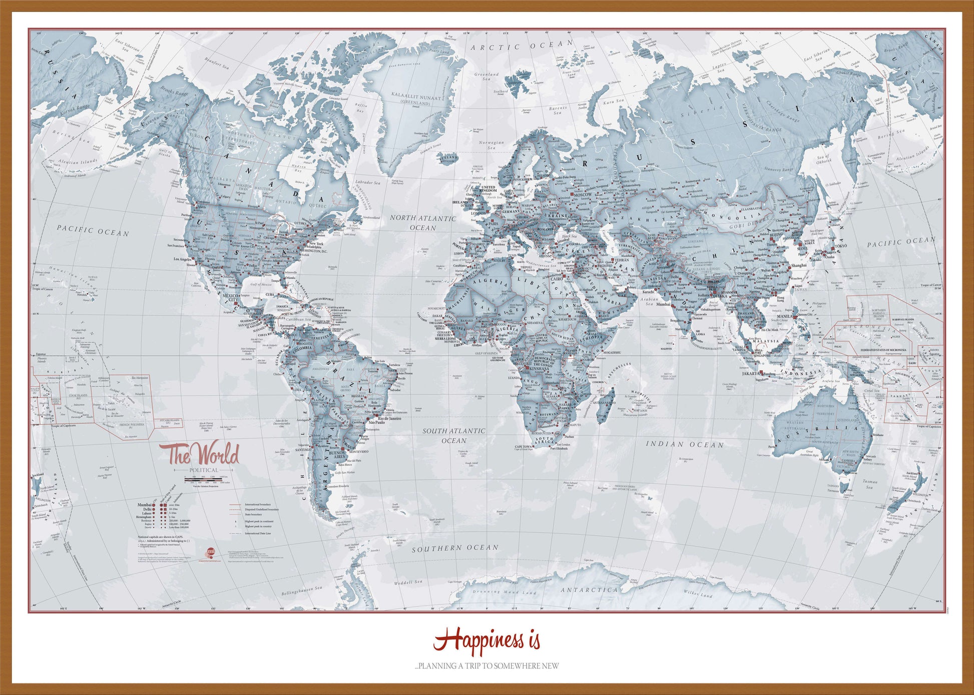 PS01225_L_LBWTE - Personalised World Is Art - Wall Map Teal