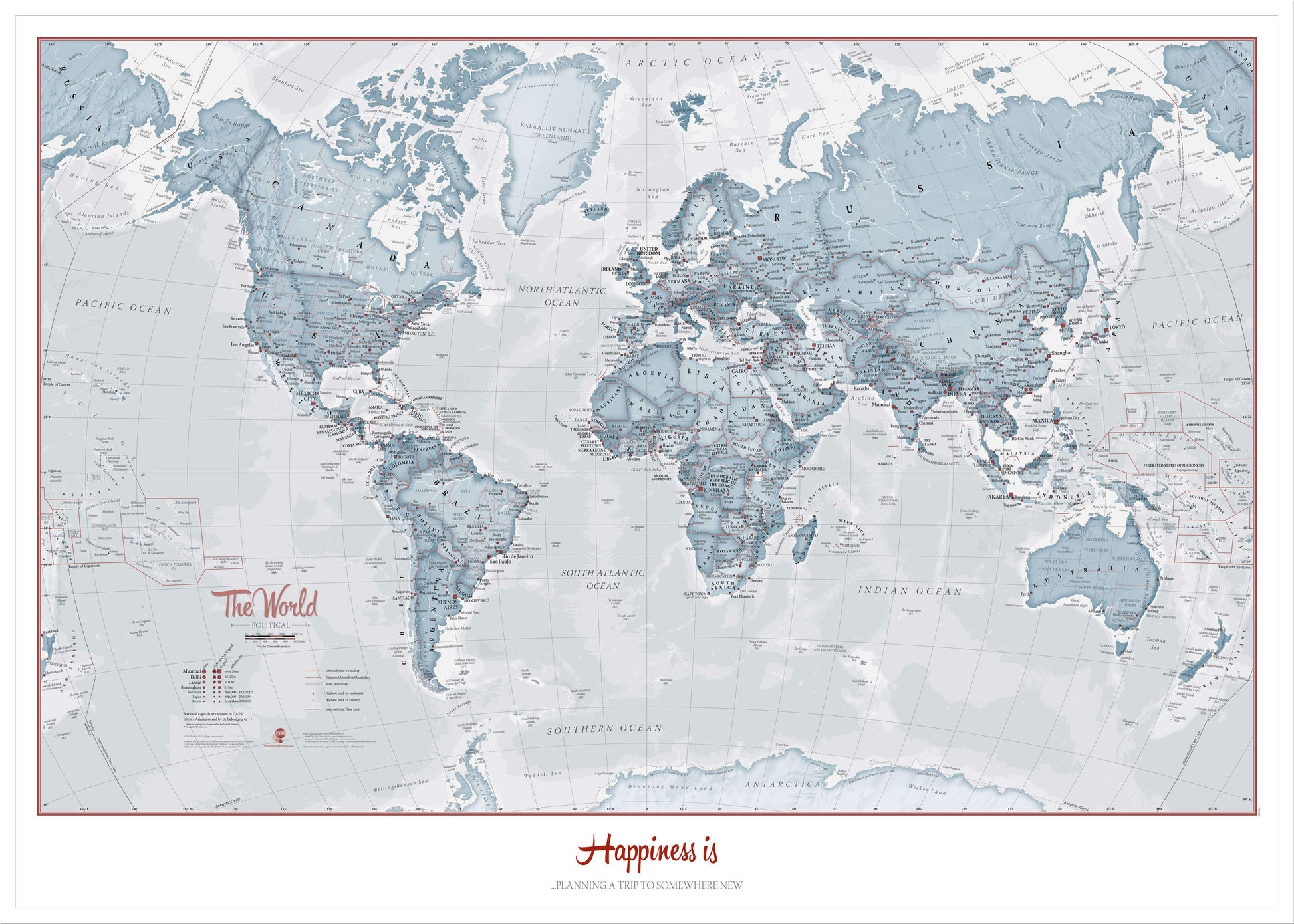 PS01225_L_LBWWH - Personalised World Is Art - Wall Map Teal