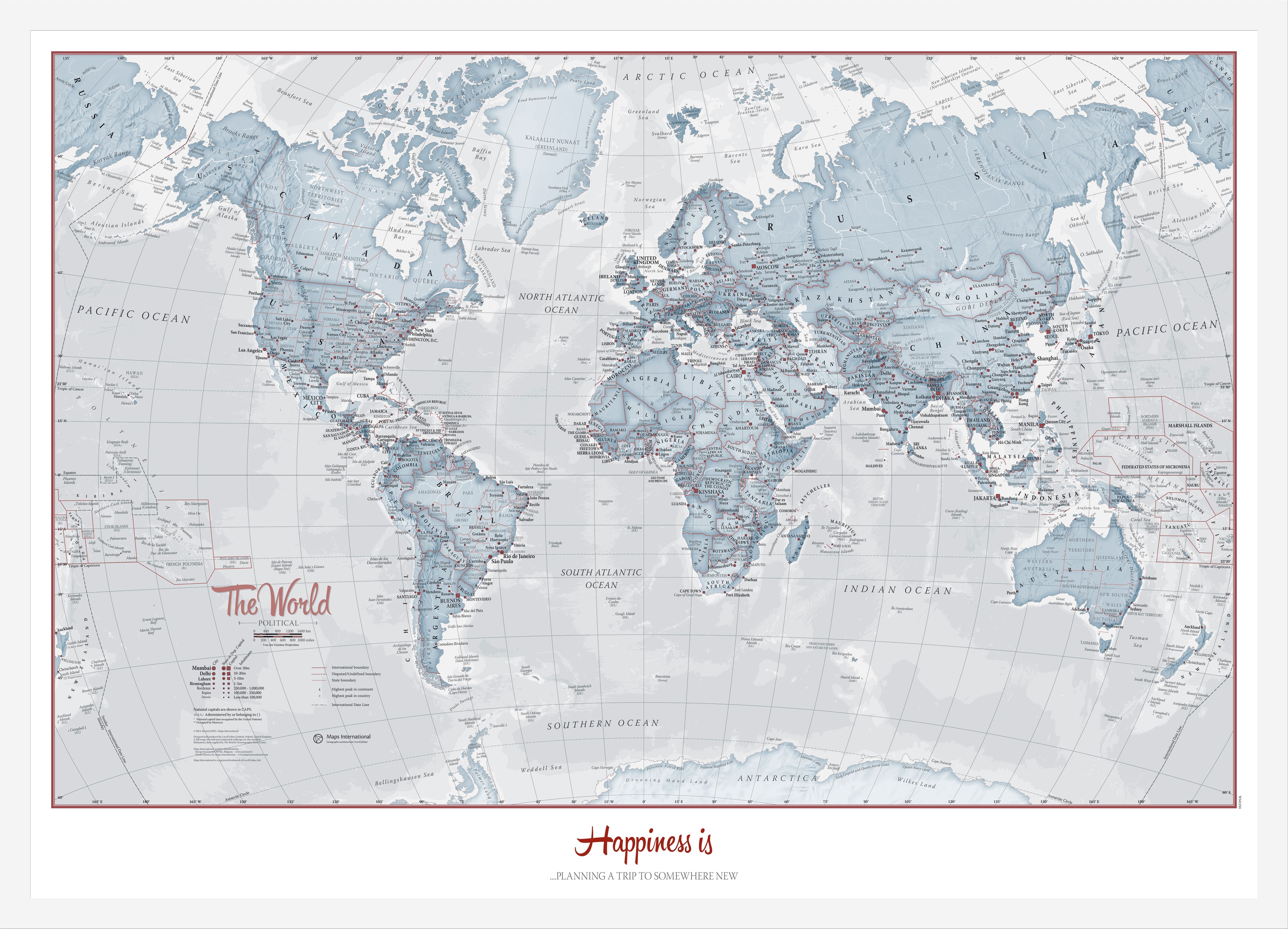 PS01225_M_WDWHI - Personalised World Is Art - Wall Map Teal