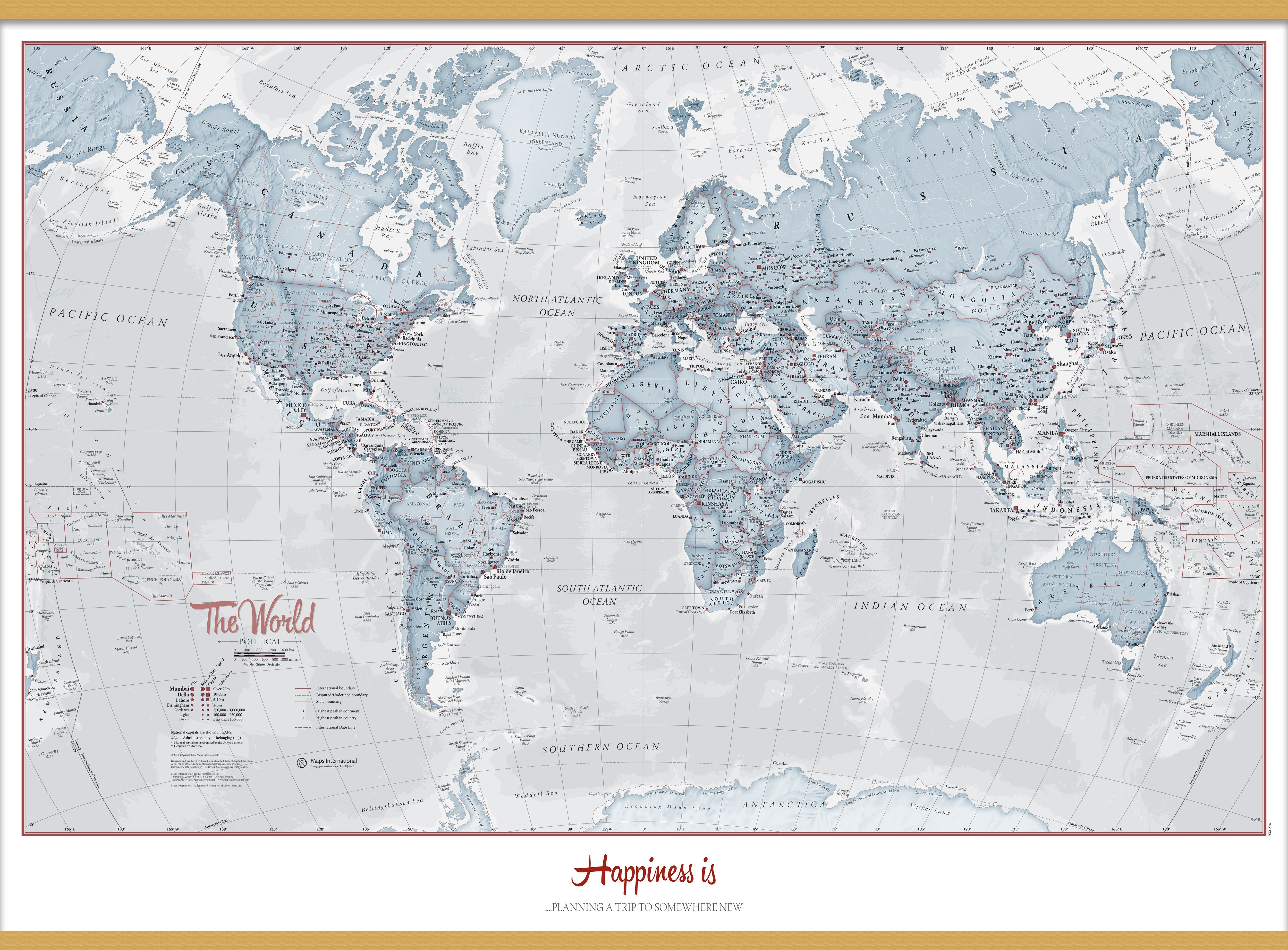 PS01225_M_LWDHB - Personalised World Is Art - Wall Map Teal