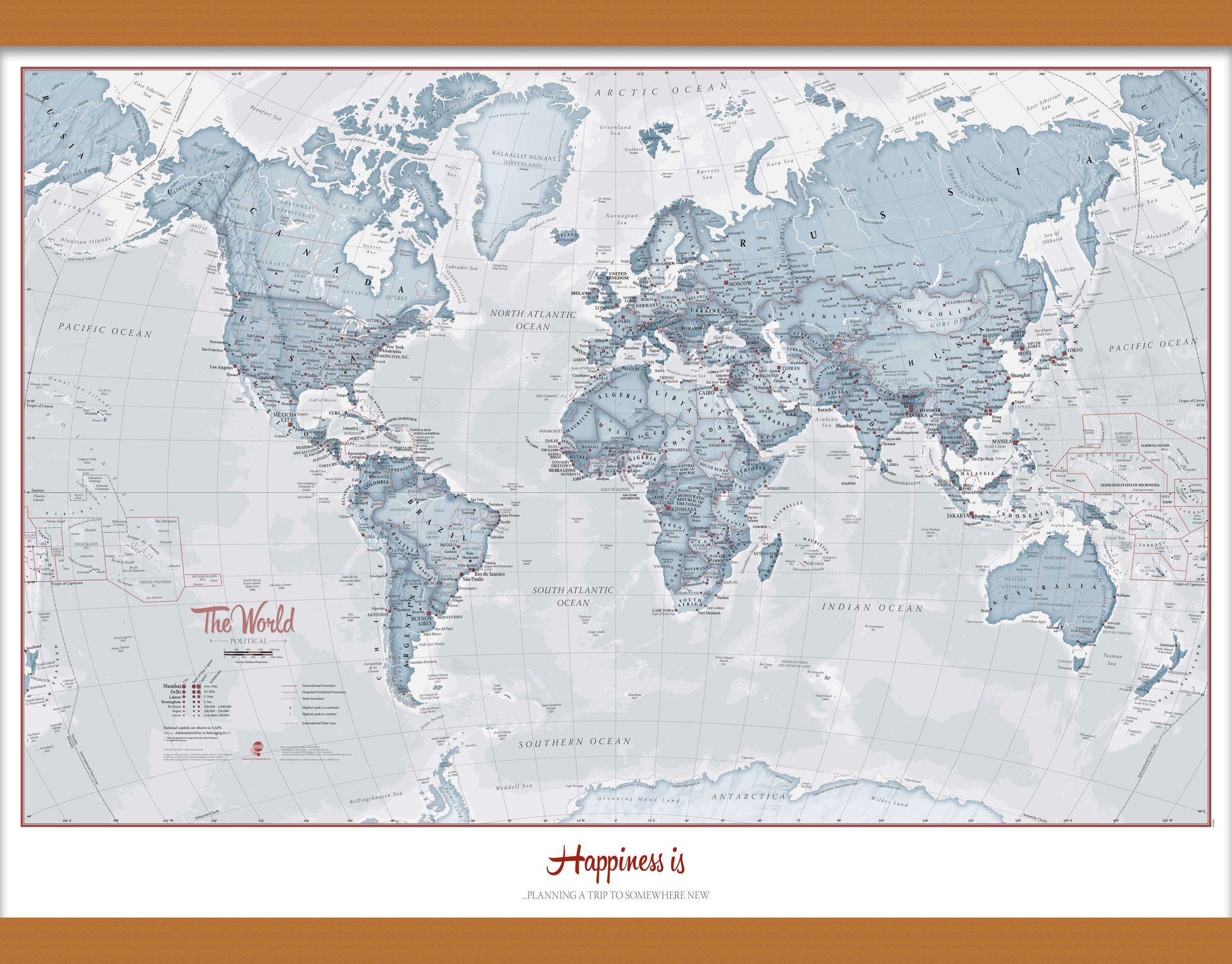 PS01225_S_LWDHB - Personalised World Is Art - Wall Map Teal
